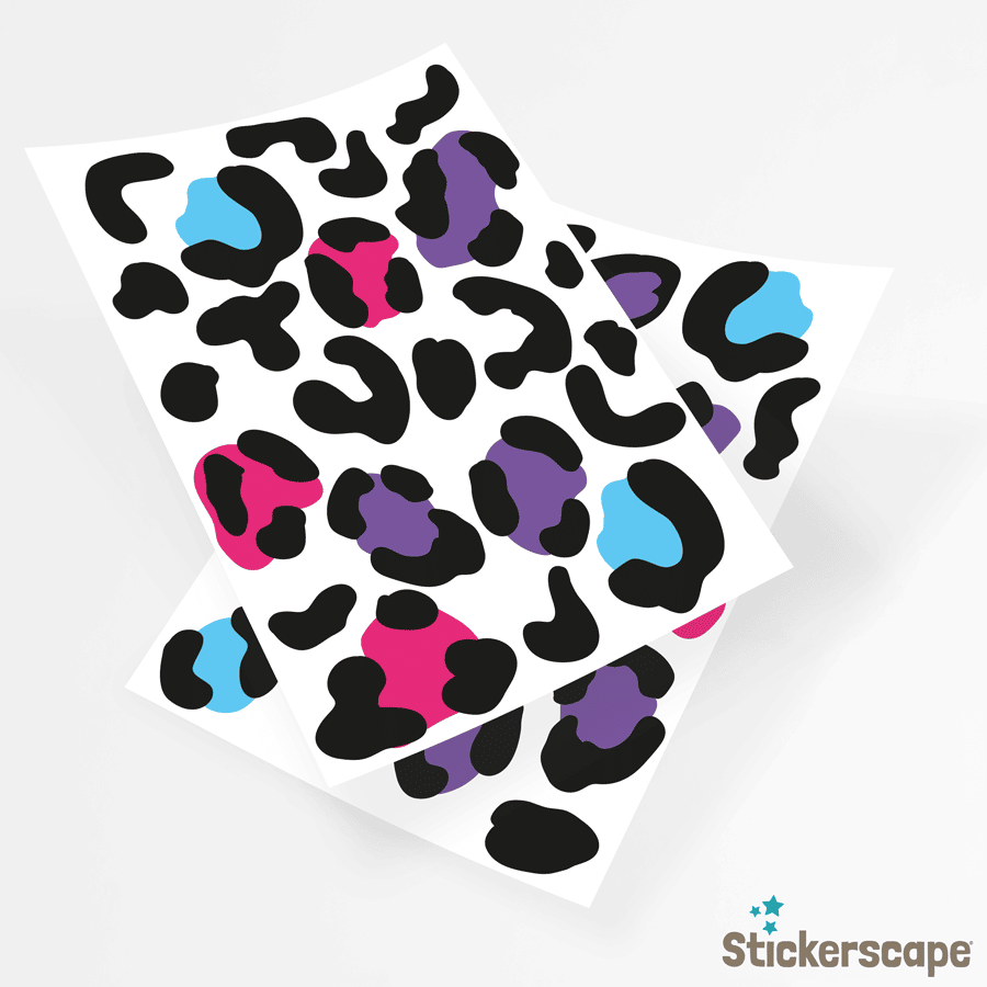 Colourful Leopard Print Wall Sticker Pack