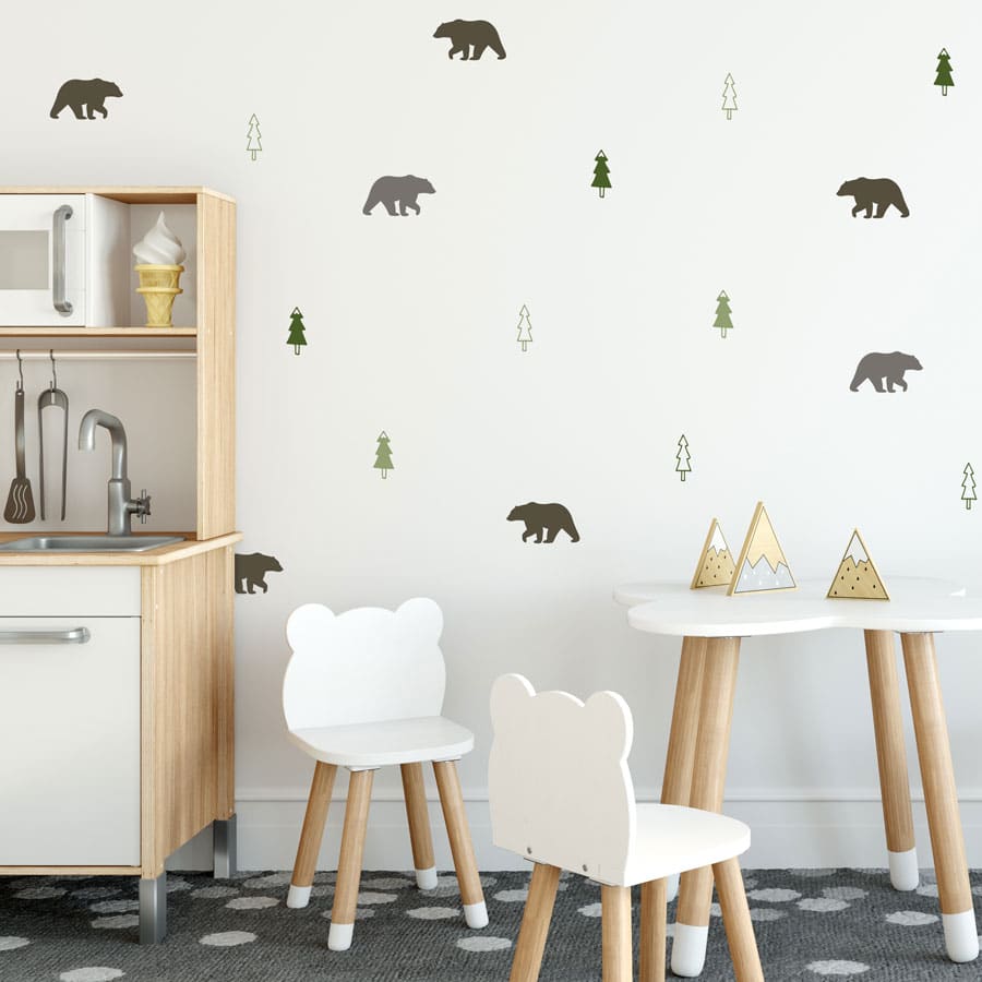 Bear Forest Woodland Wall Sticker Pack