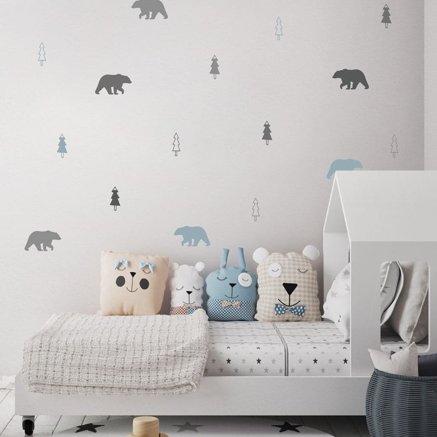 Bear Forest Woodland Wall Sticker Pack