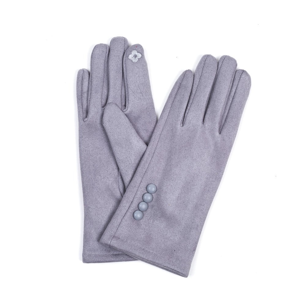 Suede Button Gloves