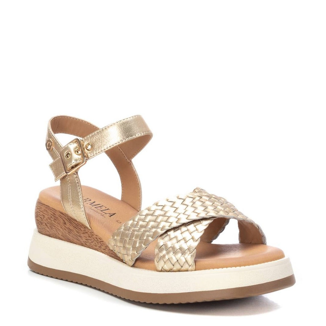 Crossover Leather Wedge Sandals