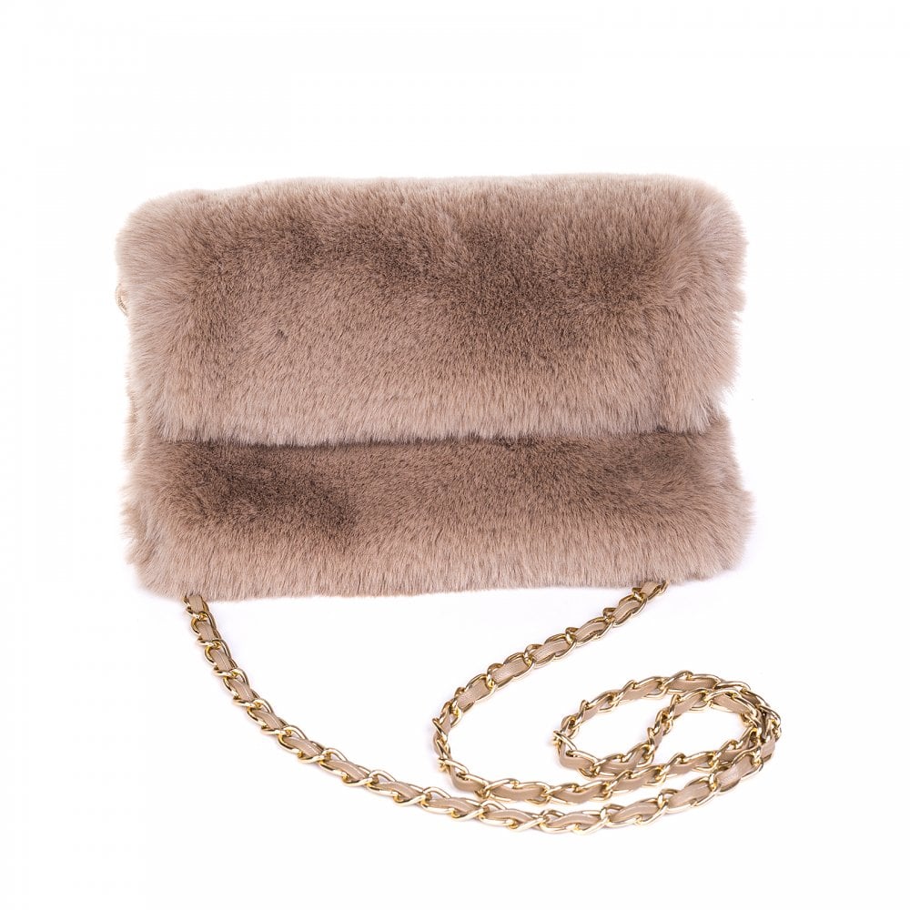 Faux Fur Cross Body Clutch Envelope Bag