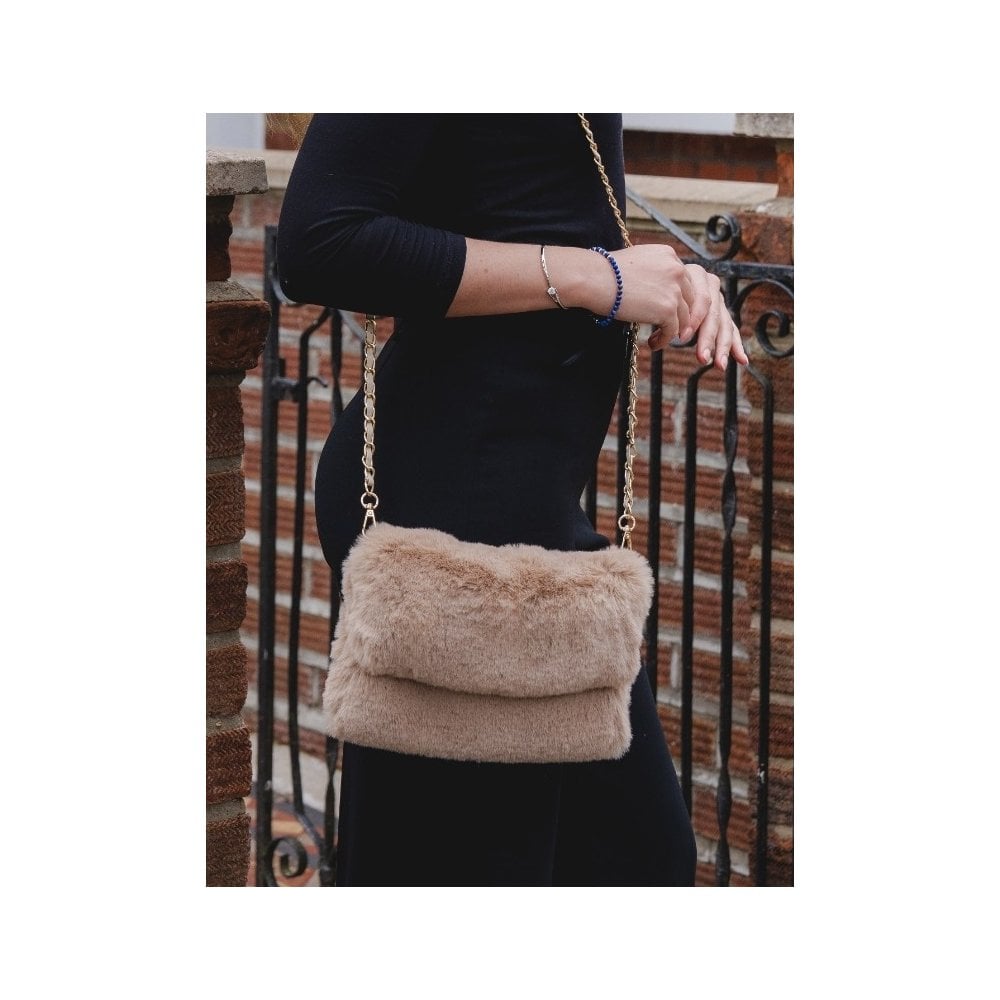 Faux Fur Cross Body Clutch Envelope Bag