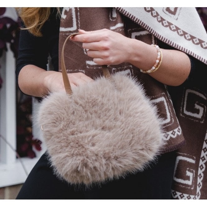 Faux Fur Shoulder Bag with Cross Body Strap