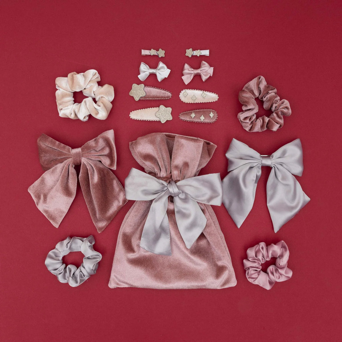Mimi & Lula Pink Velvet Hair Accessories Gift Pouch