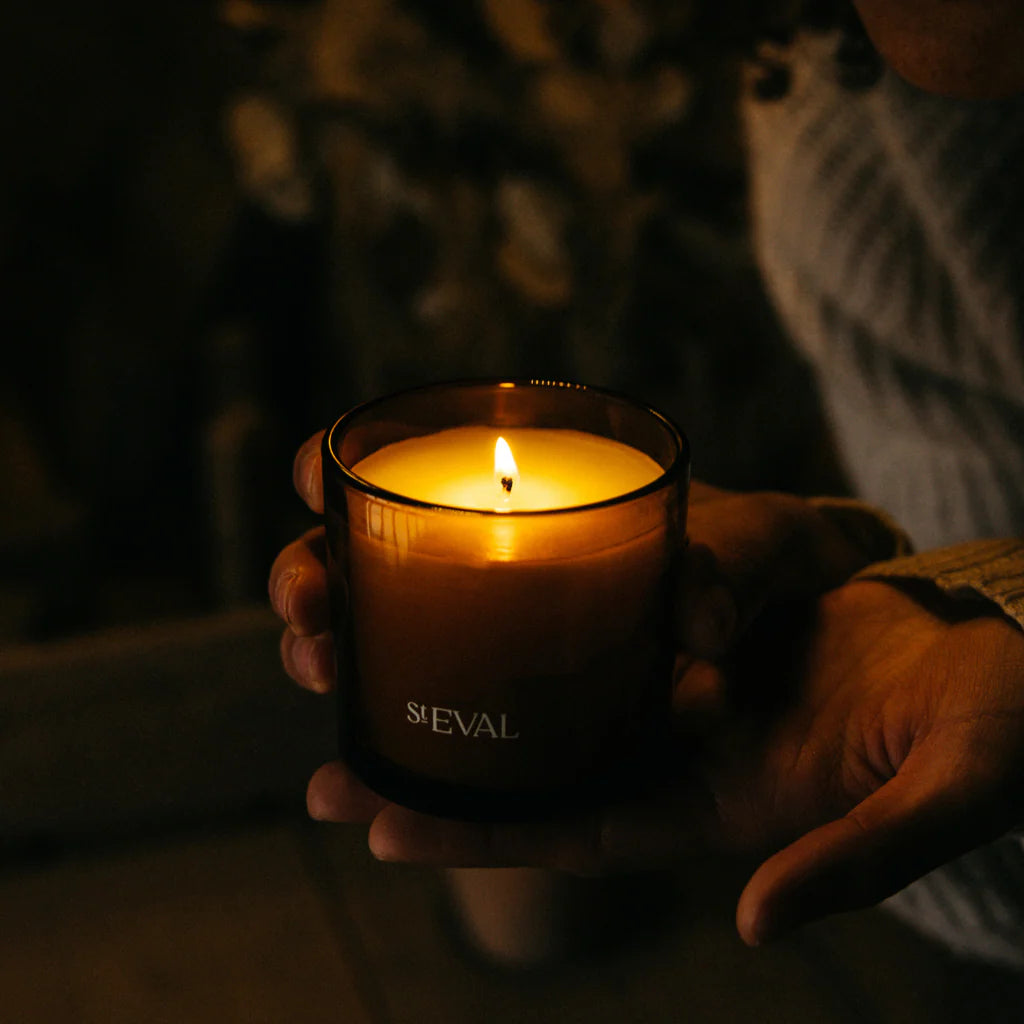 St Eval Amber Glass Candle