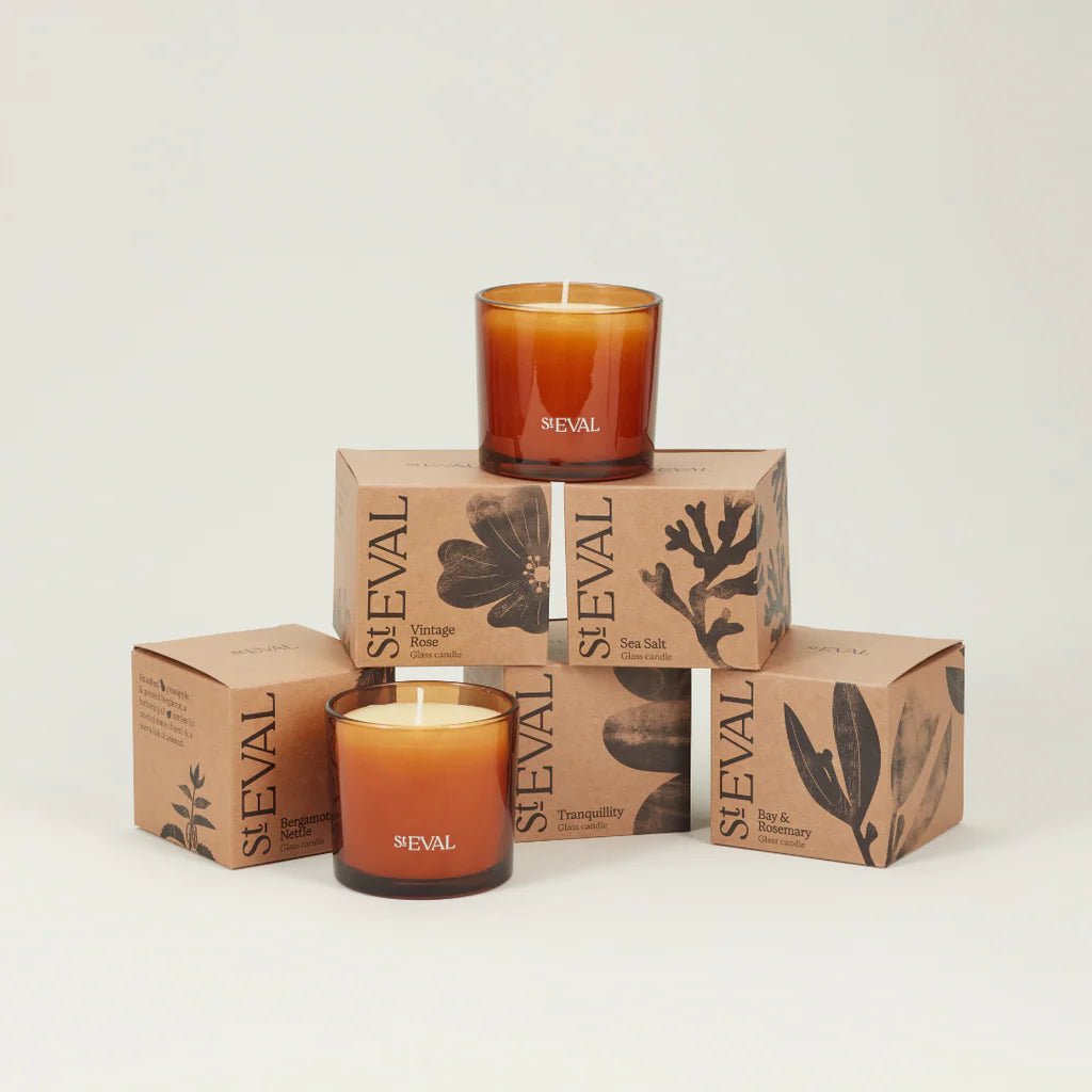 St Eval Amber Glass Candle