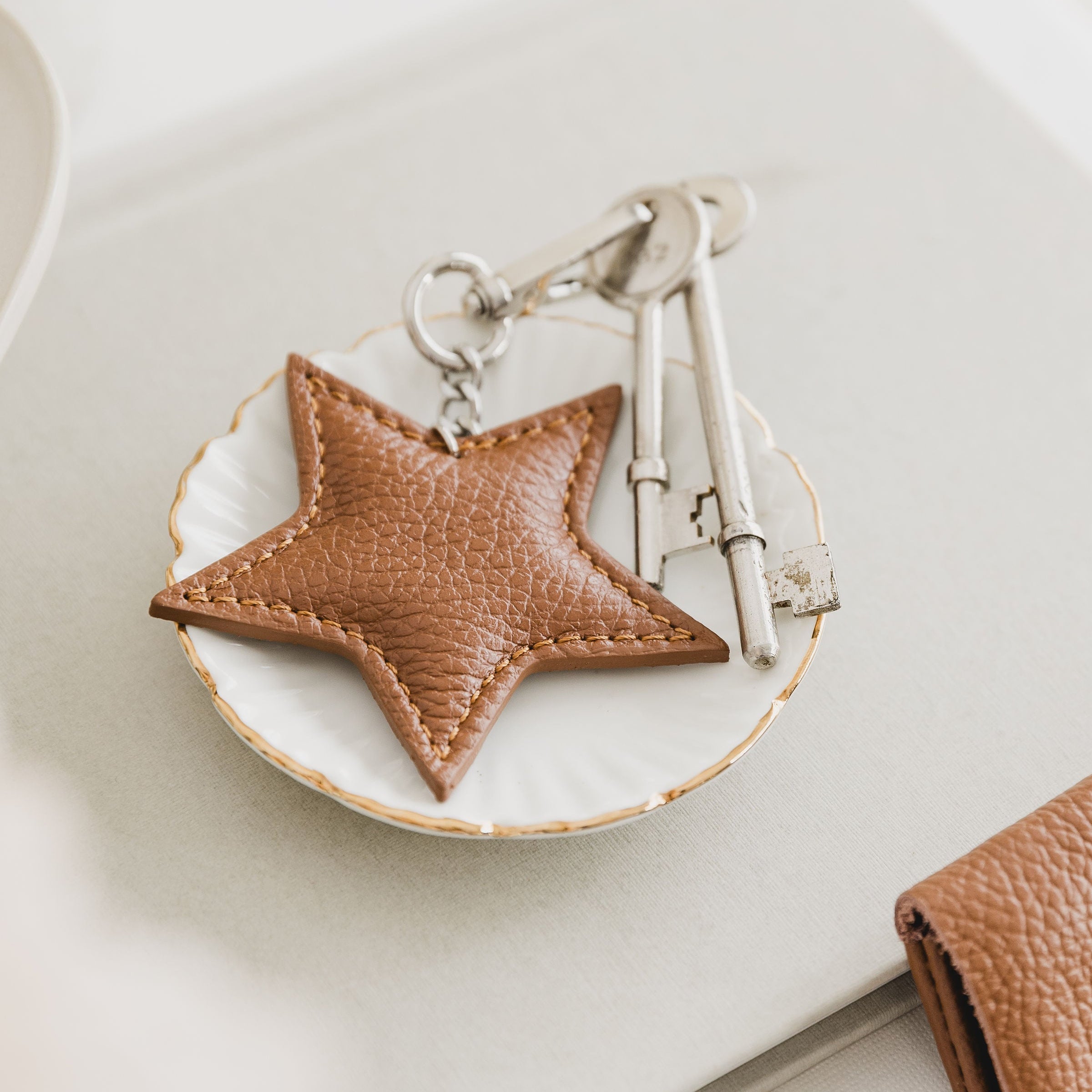 Leather Star Keyring Charm