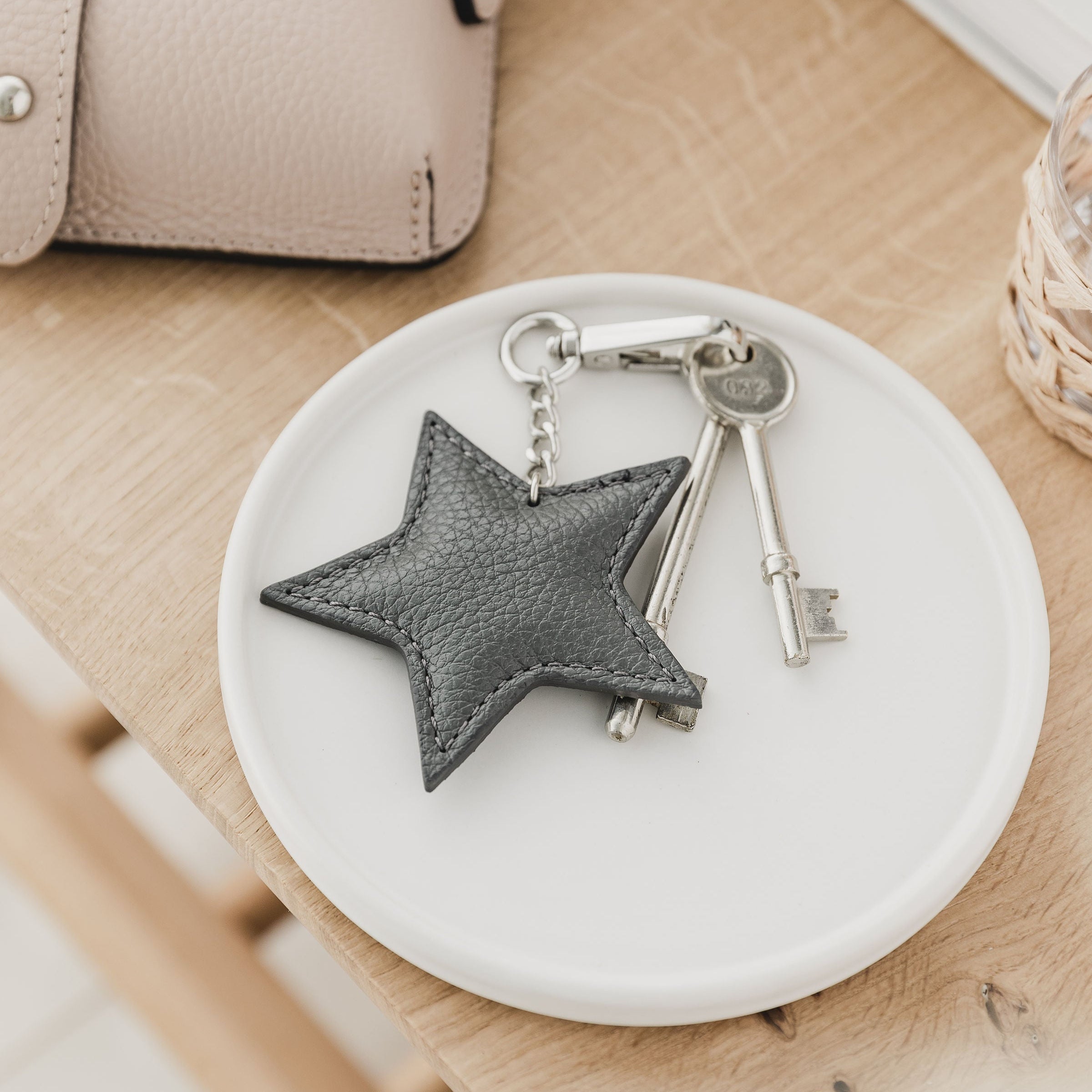 Leather Star Keyring Charm
