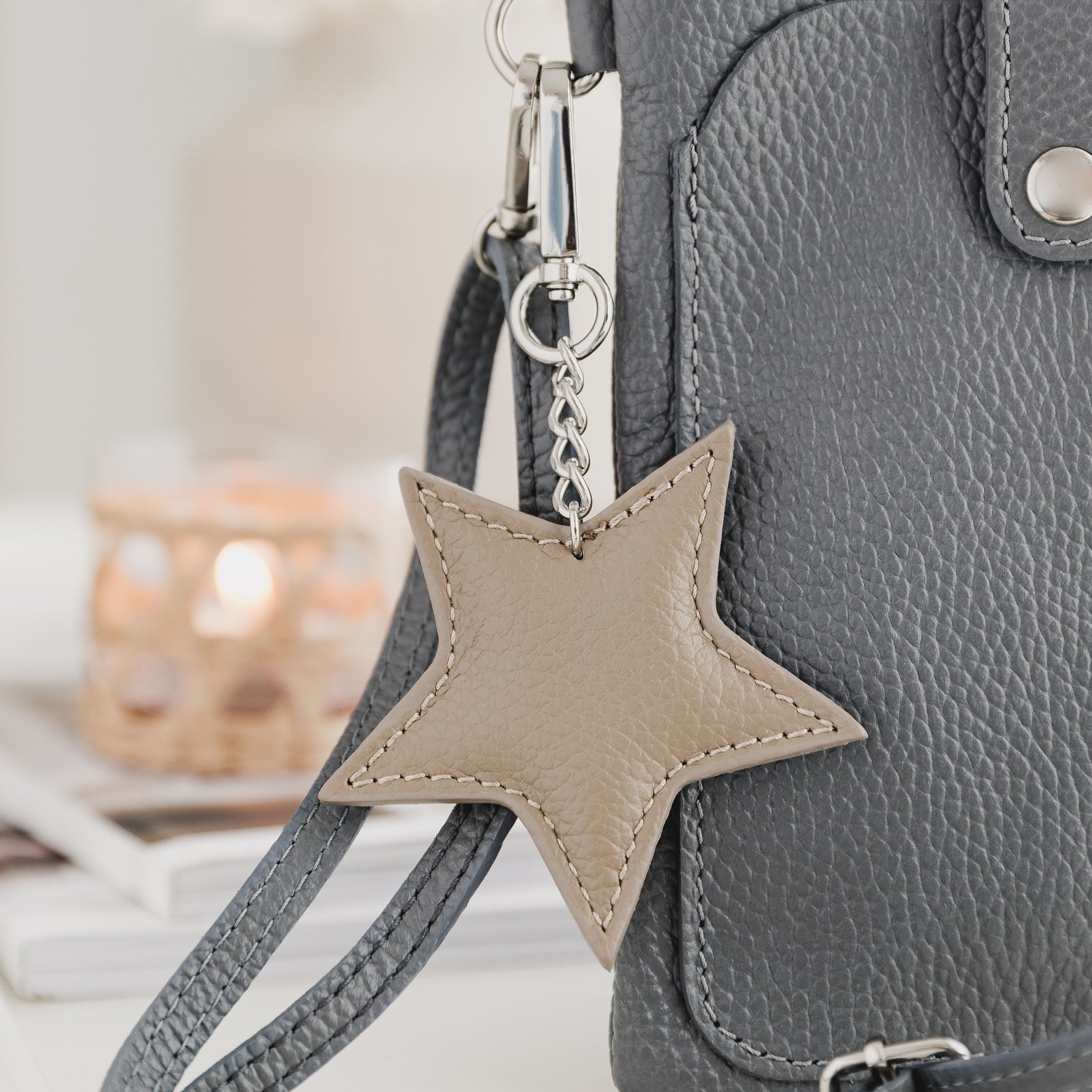 Leather Star Keyring Charm