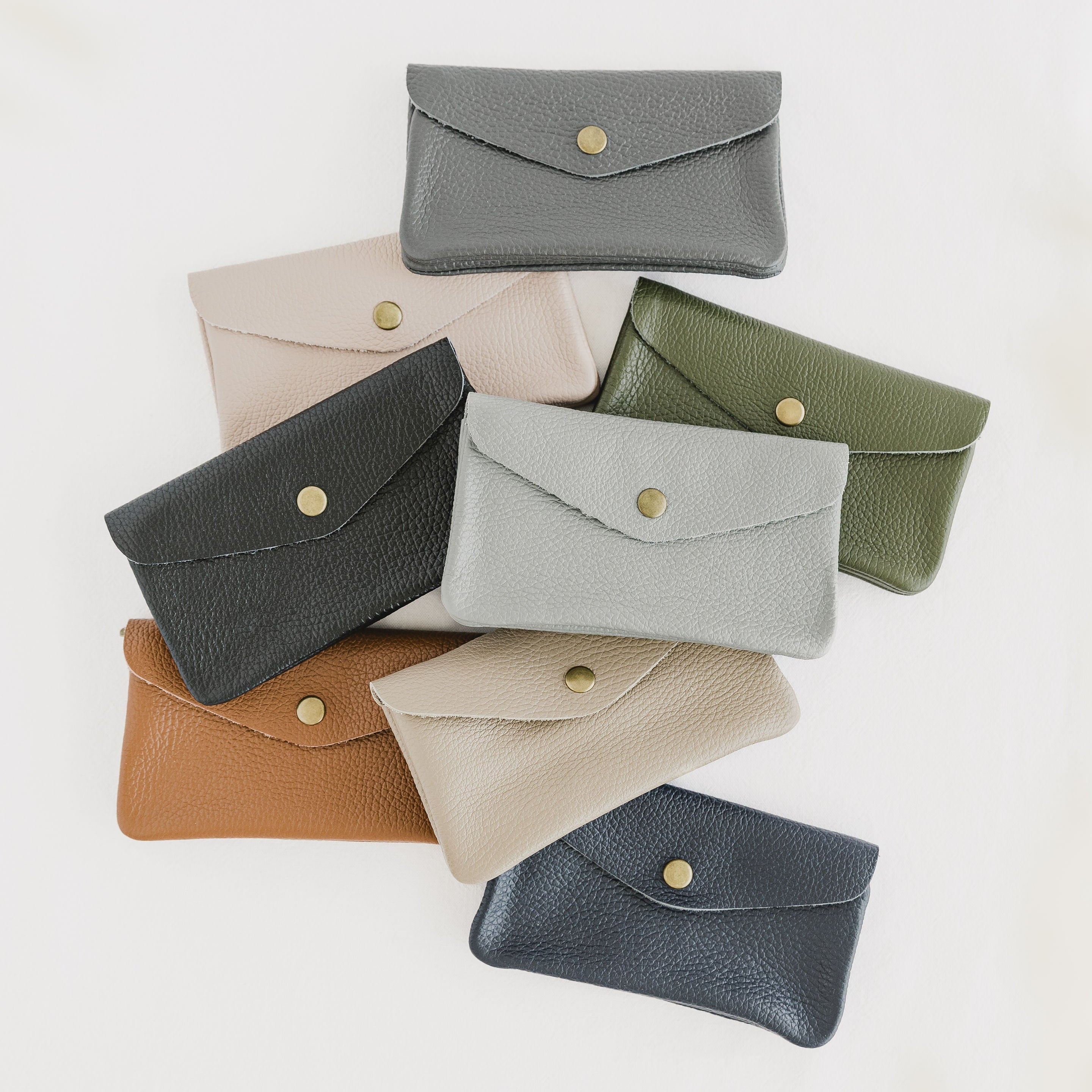 Large Leather Button Purse