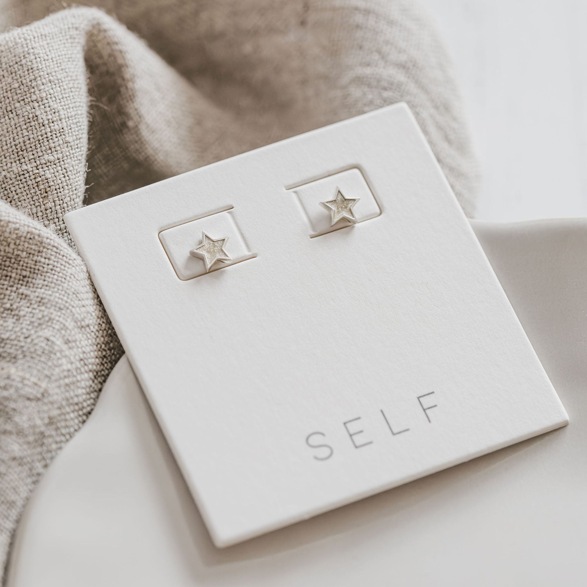 'The Lyra' Pearl Enamel Star Stud Earrings
