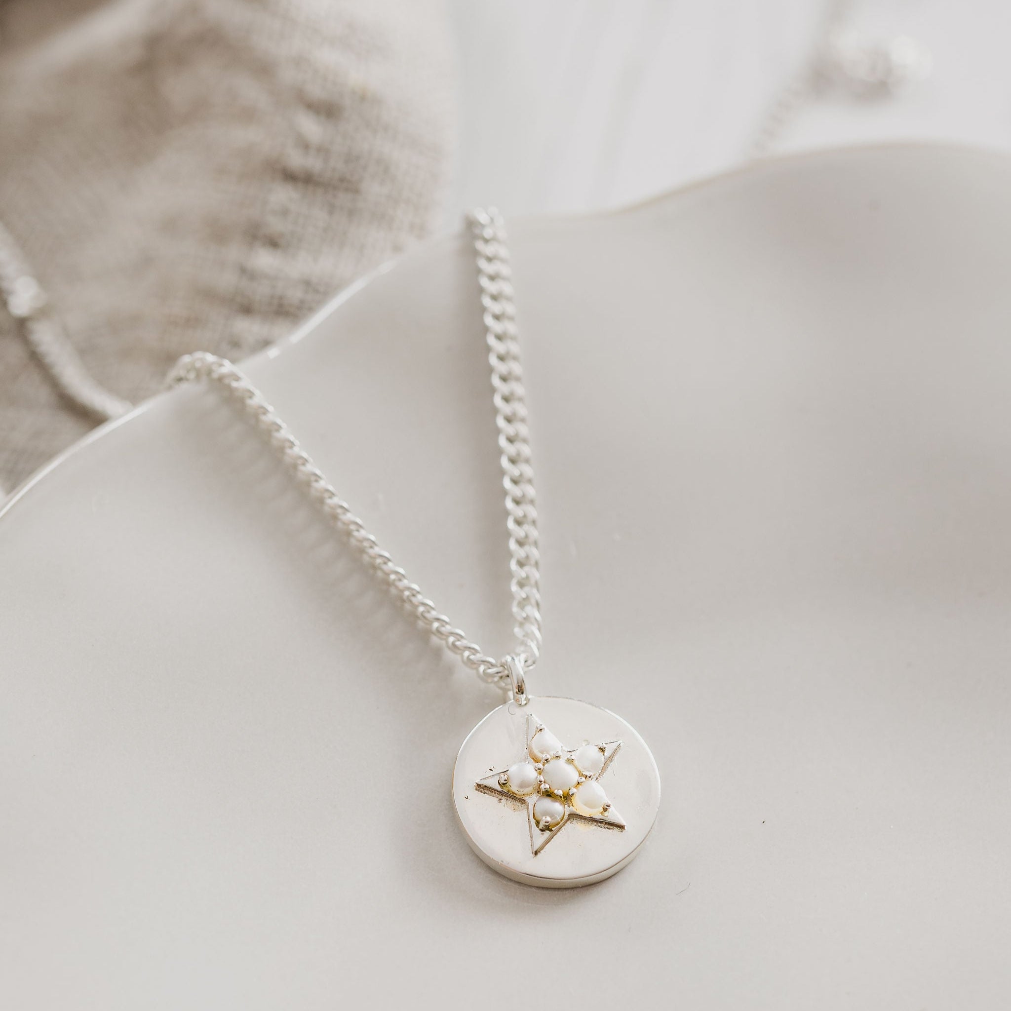 'The Orion' Pearl Star Disc Necklace