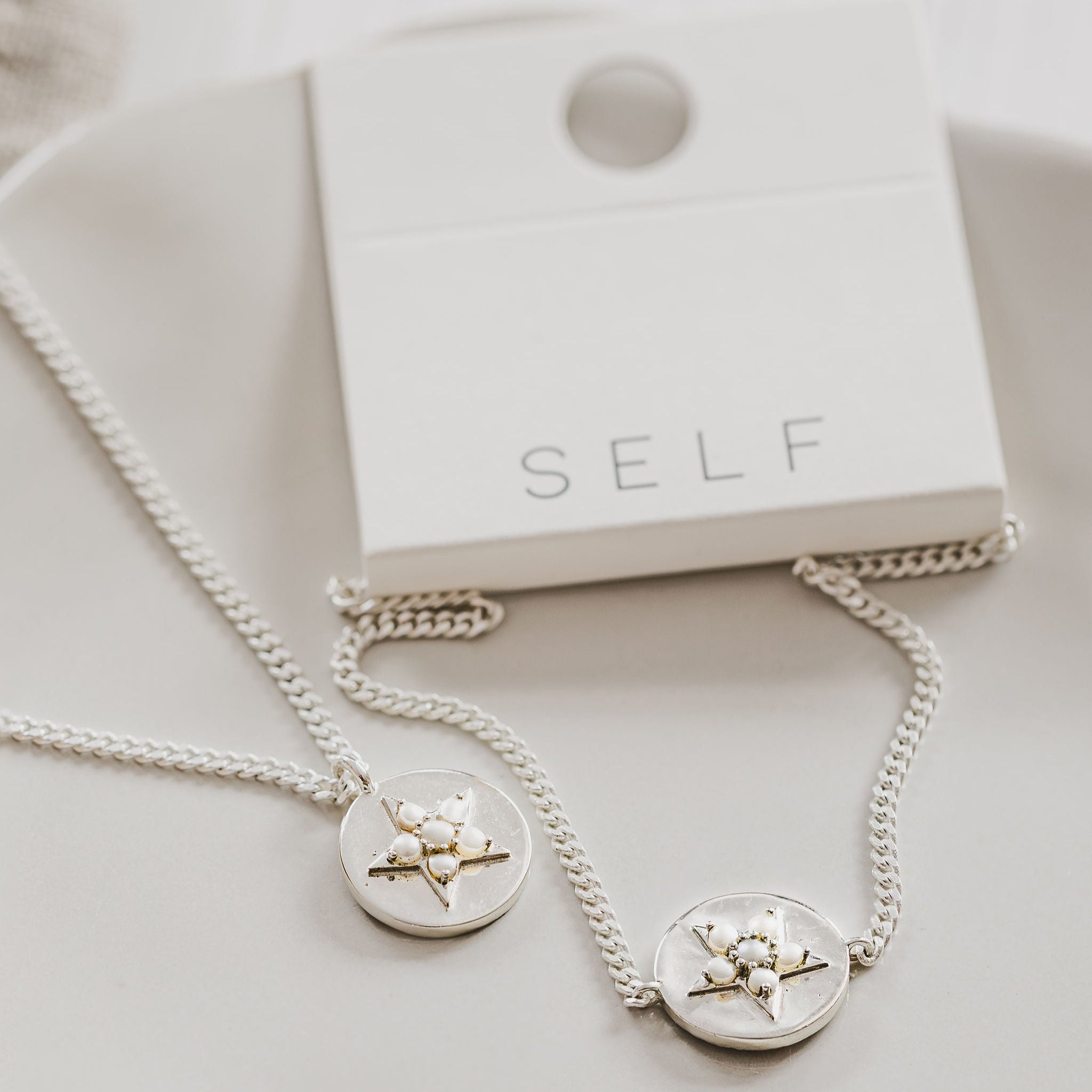 'The Orion' Pearl Star Disc Necklace