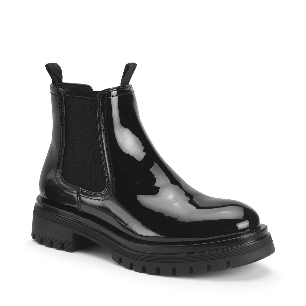 London Patent Chelsea Boots