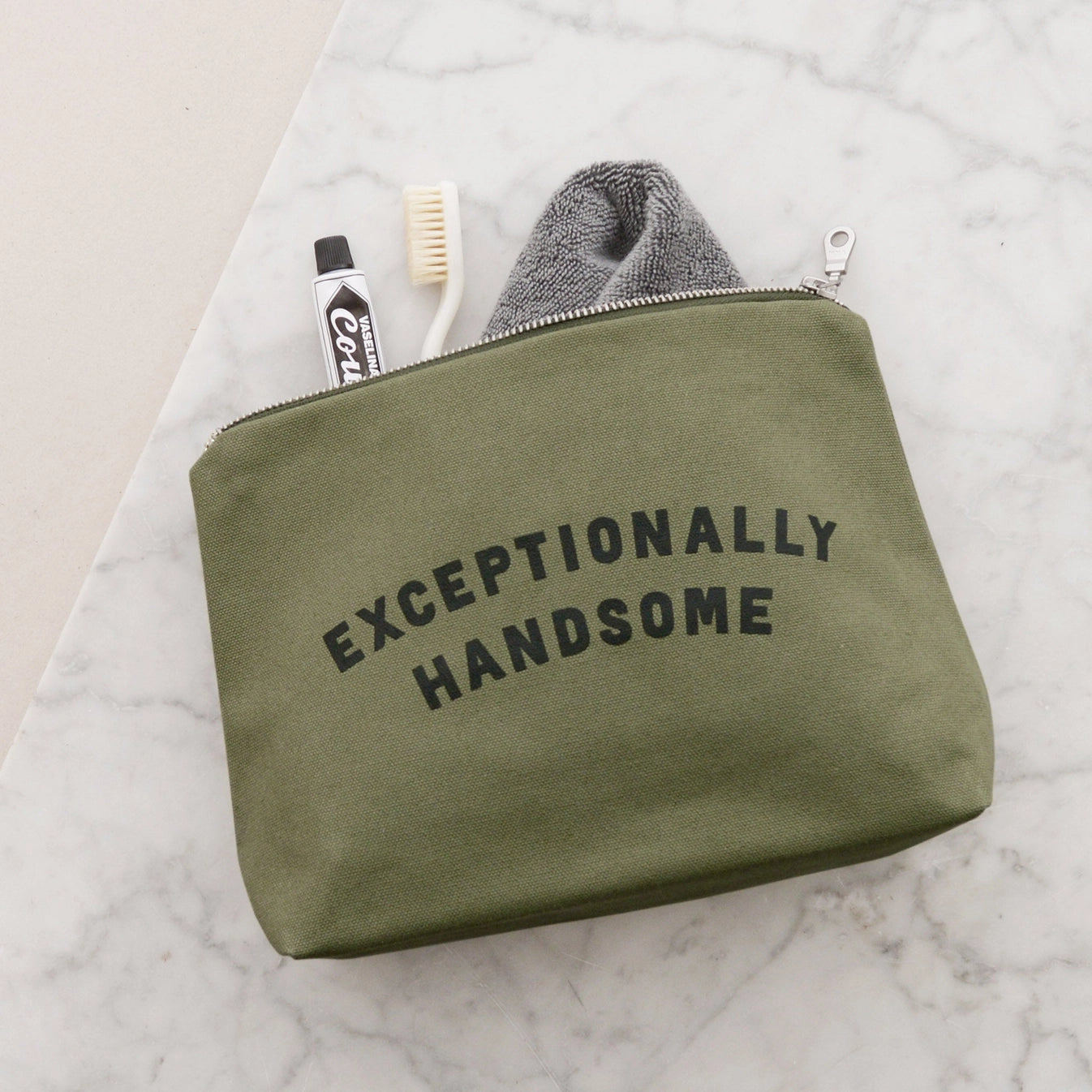 Exceptionally Handsome - Olive Wash Bag