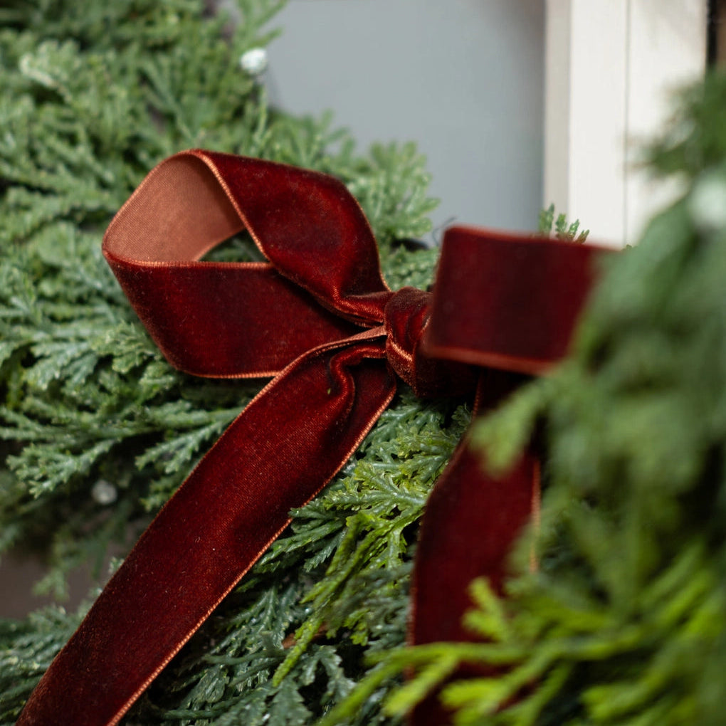 Chestnut Brown Velvet Christmas Ribbon - 5m (Thin 9mm)