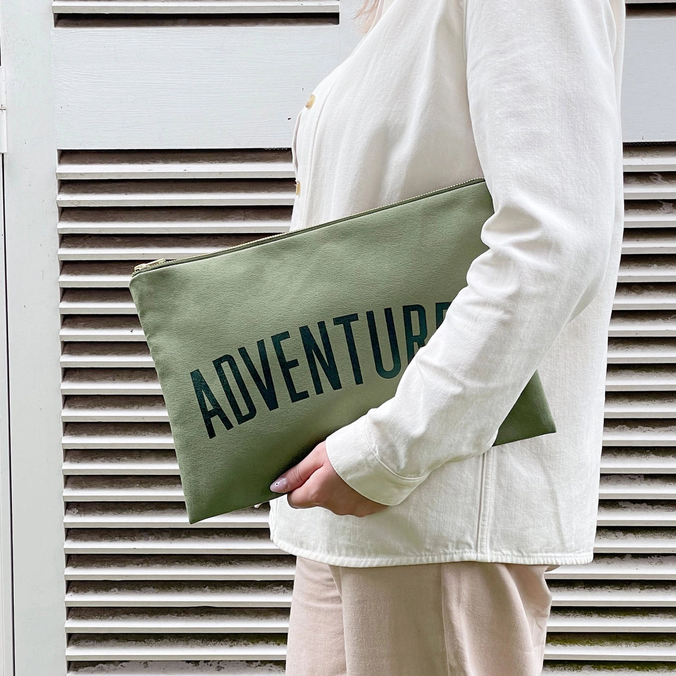 Adventures - Olive Green Extra Large Pouch