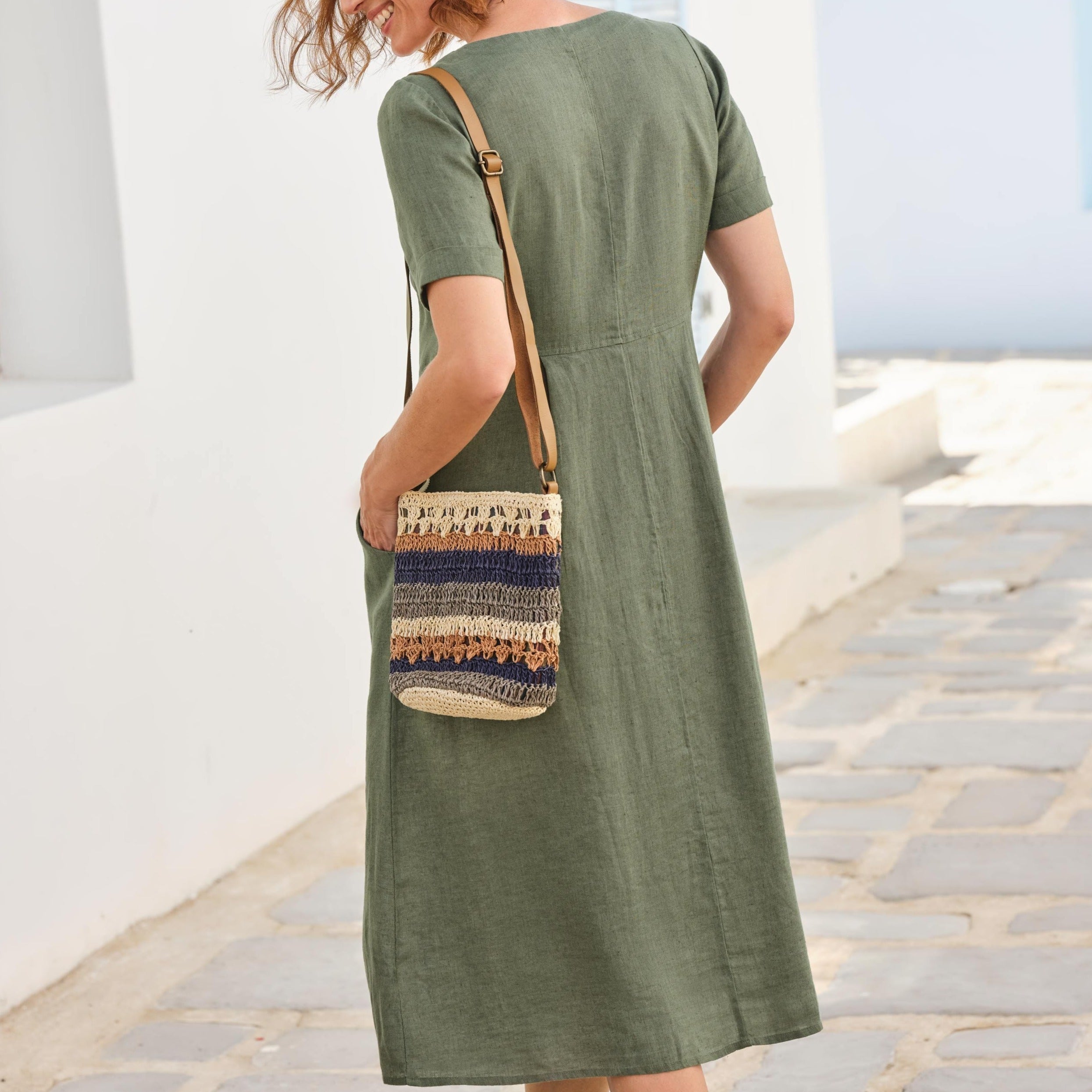 Button Through Linen Dress