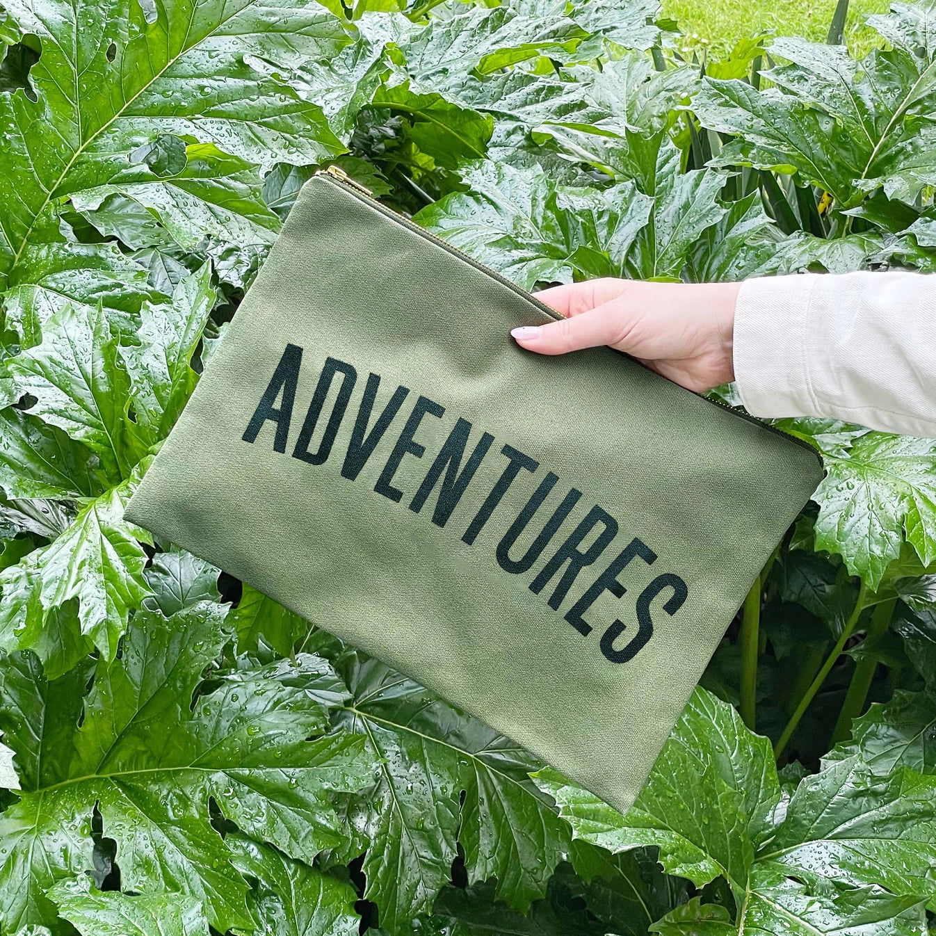 Adventures - Olive Green Extra Large Pouch