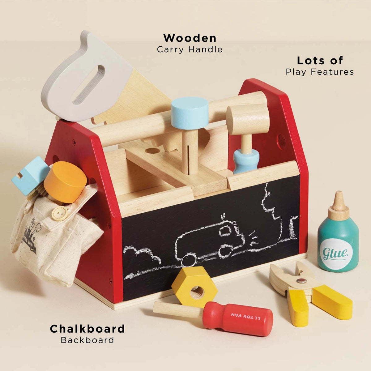 Wooden Tool Box & Tools Set