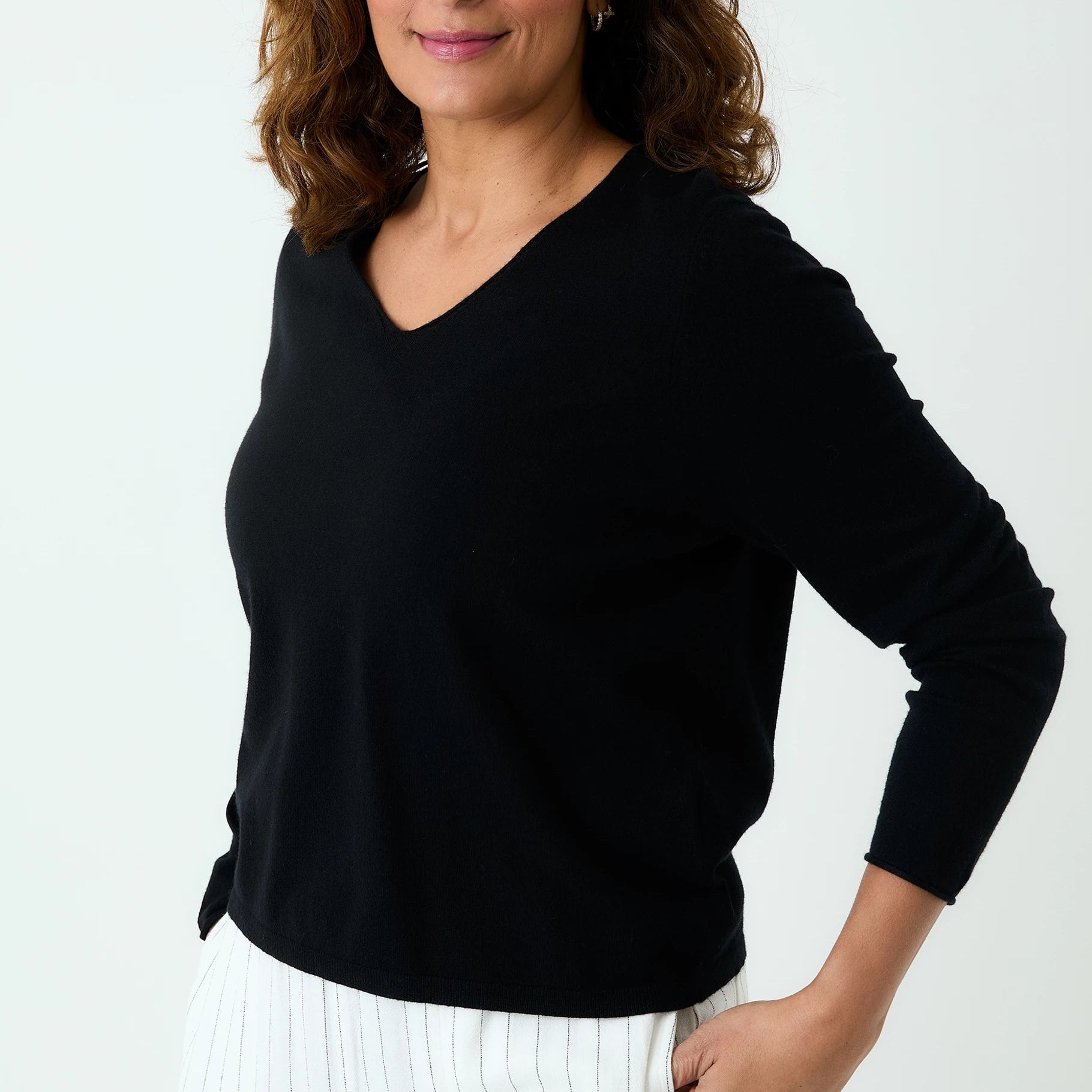 Cashmere Like Fitted V-Neck Jumper