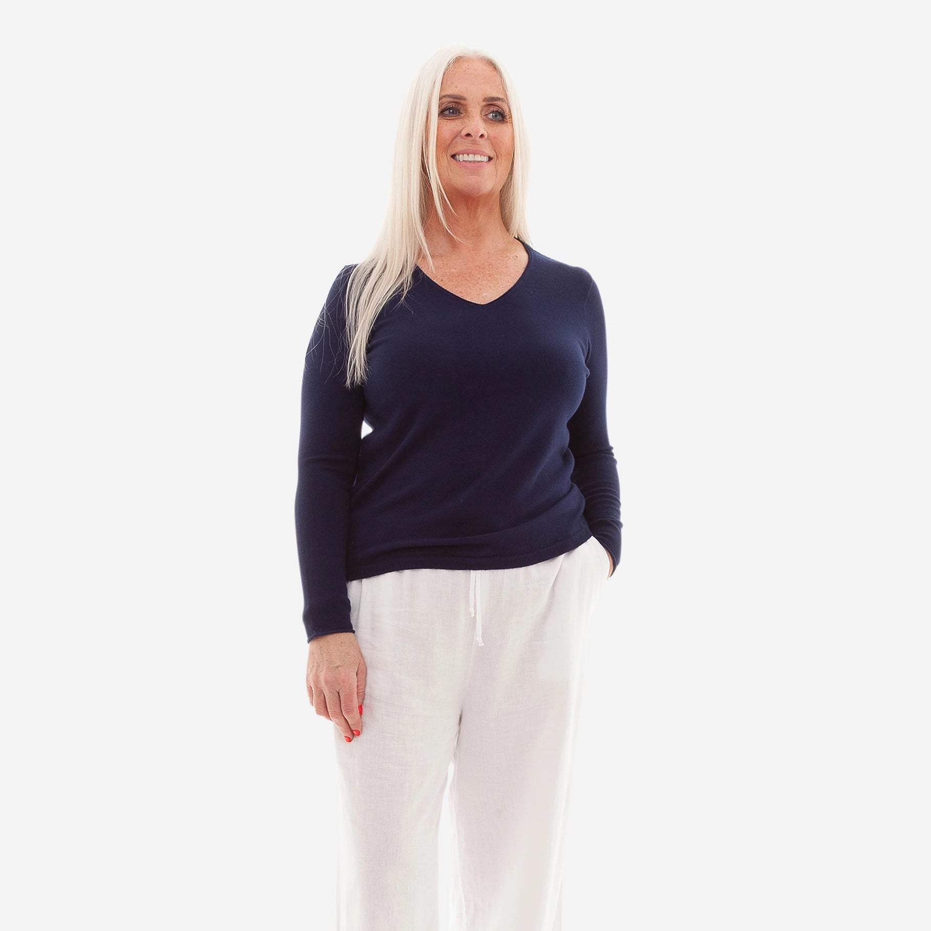 Cashmere Like Fitted V-Neck Jumper