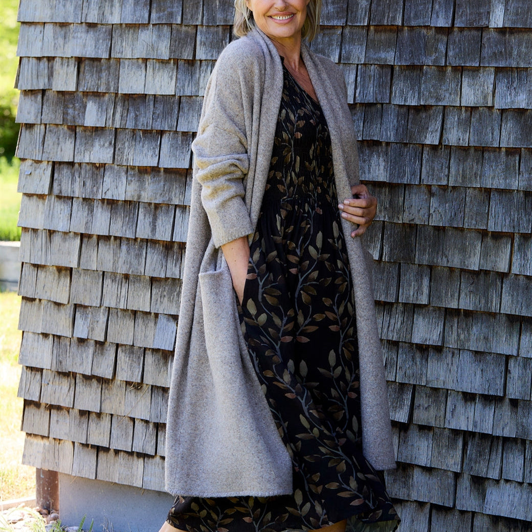 Soft Tweed Roll Collar Coatigan