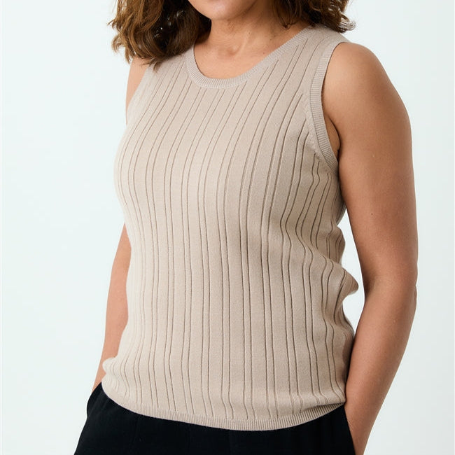 Cashmere Blend Multi Ribbed Vest