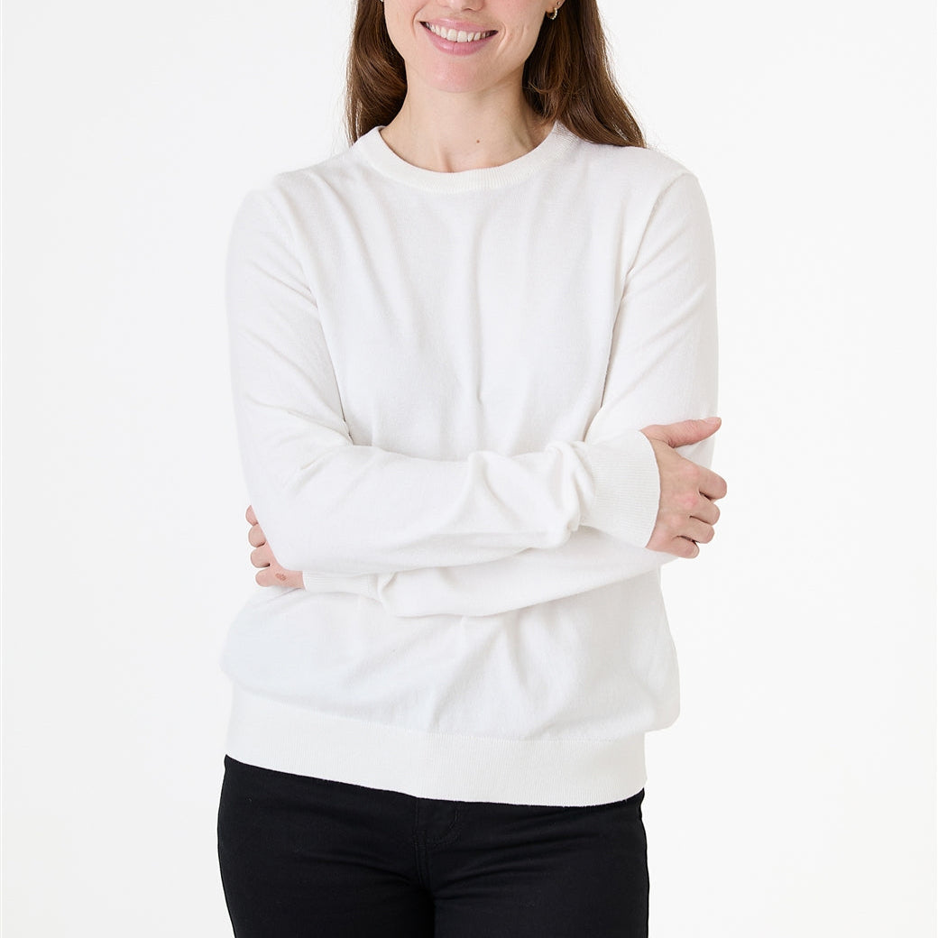 Cashmere Blend Crew Neck Long Sleeve Jumper