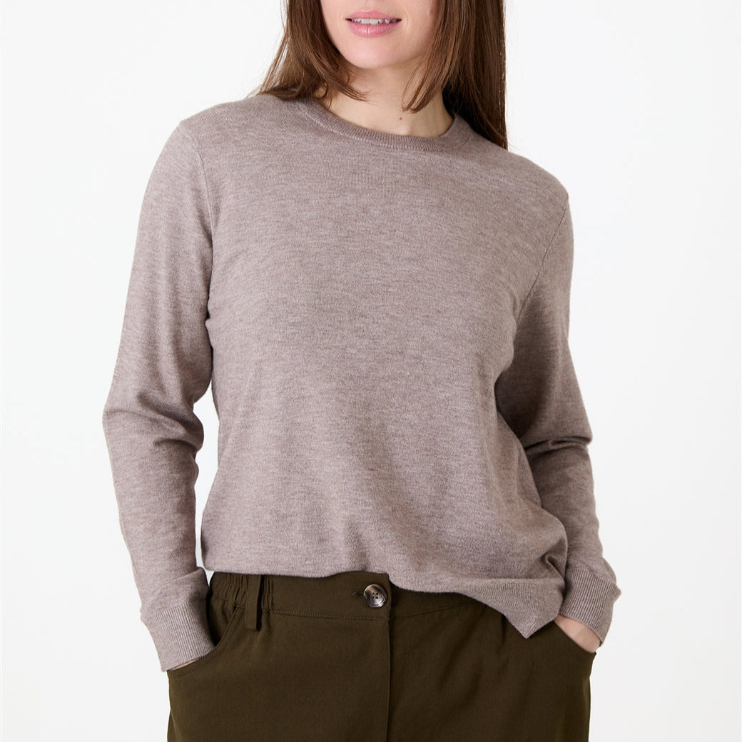 Cashmere Blend Crew Neck Long Sleeve Jumper