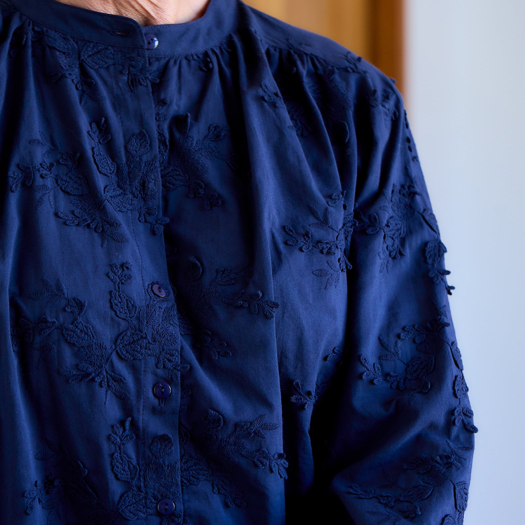 Floral Applique Button Through Blouse