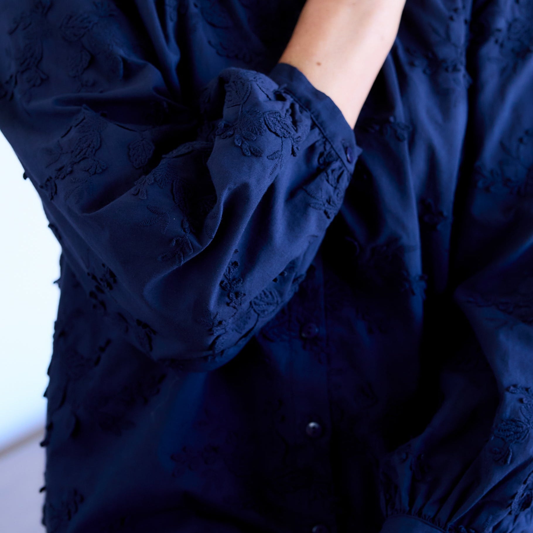 Floral Applique Button Through Blouse