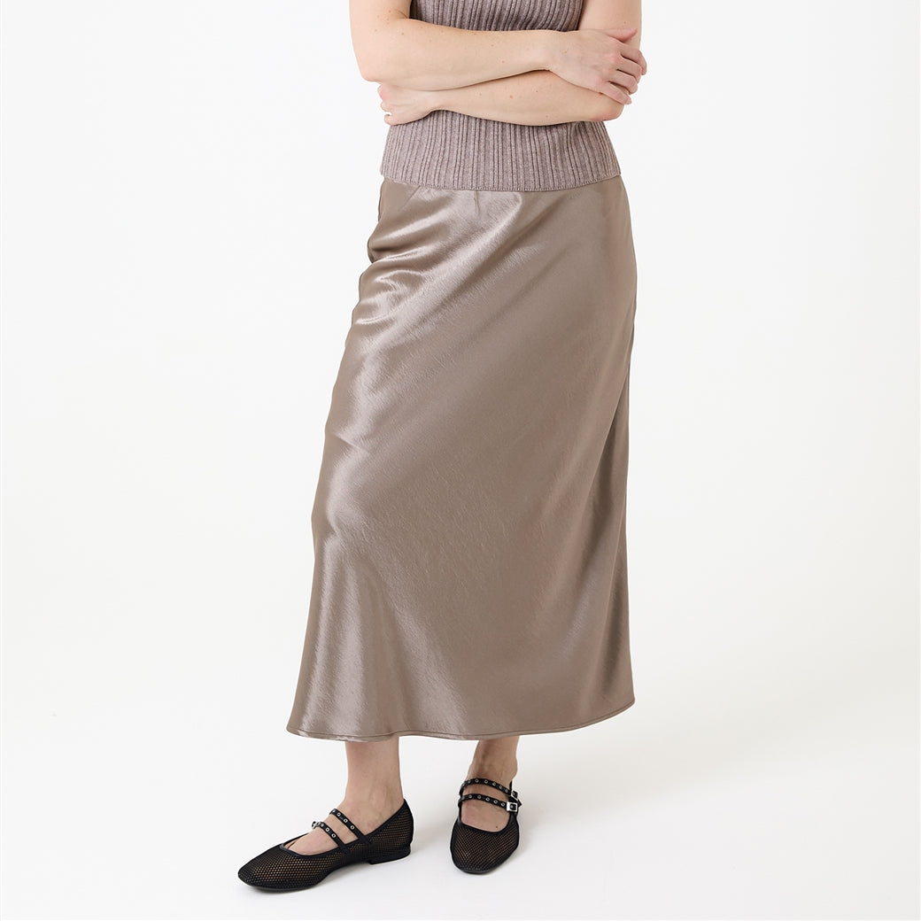 A-Line Bias Cut Satin Skirt