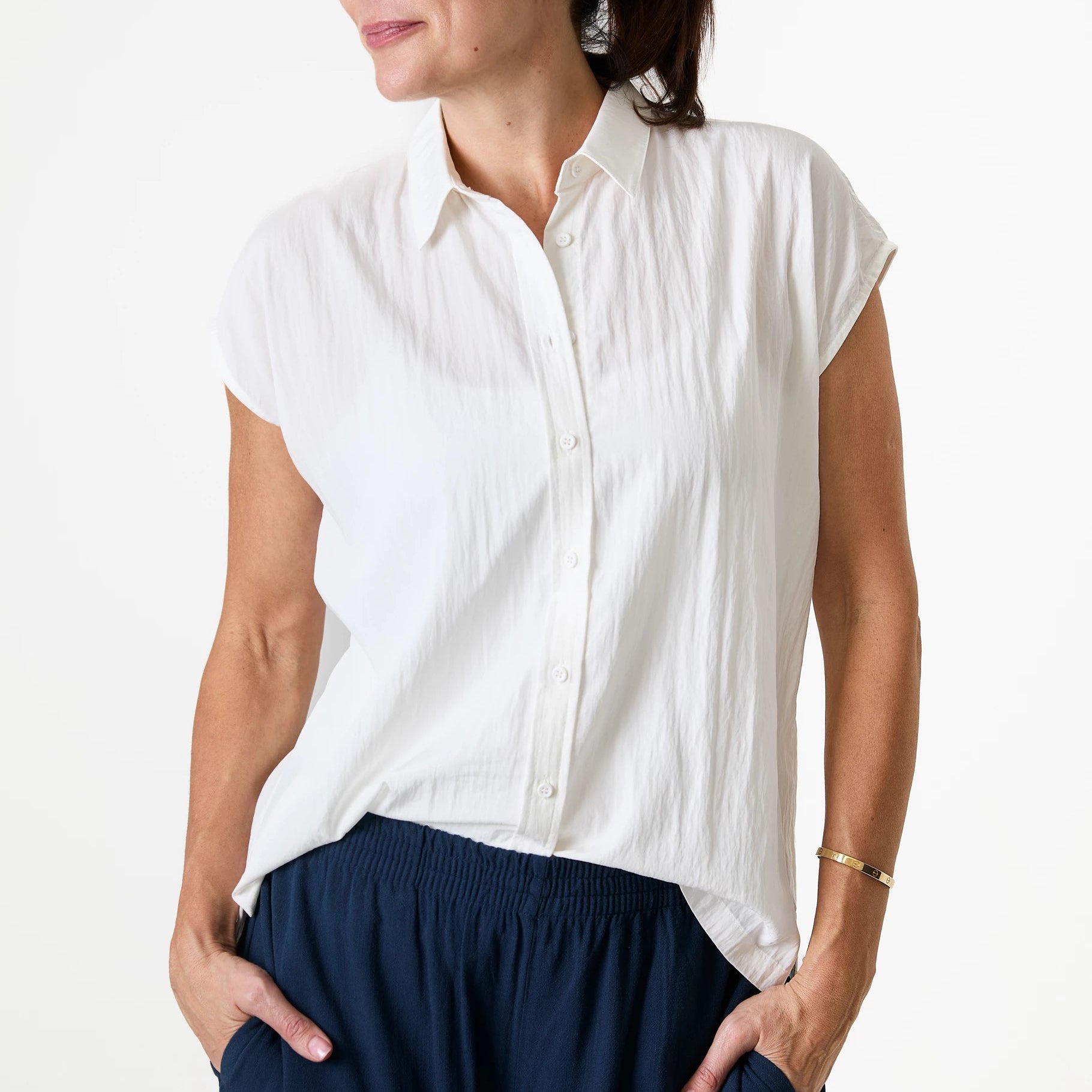 Cap Sleeve Button Through Shirt