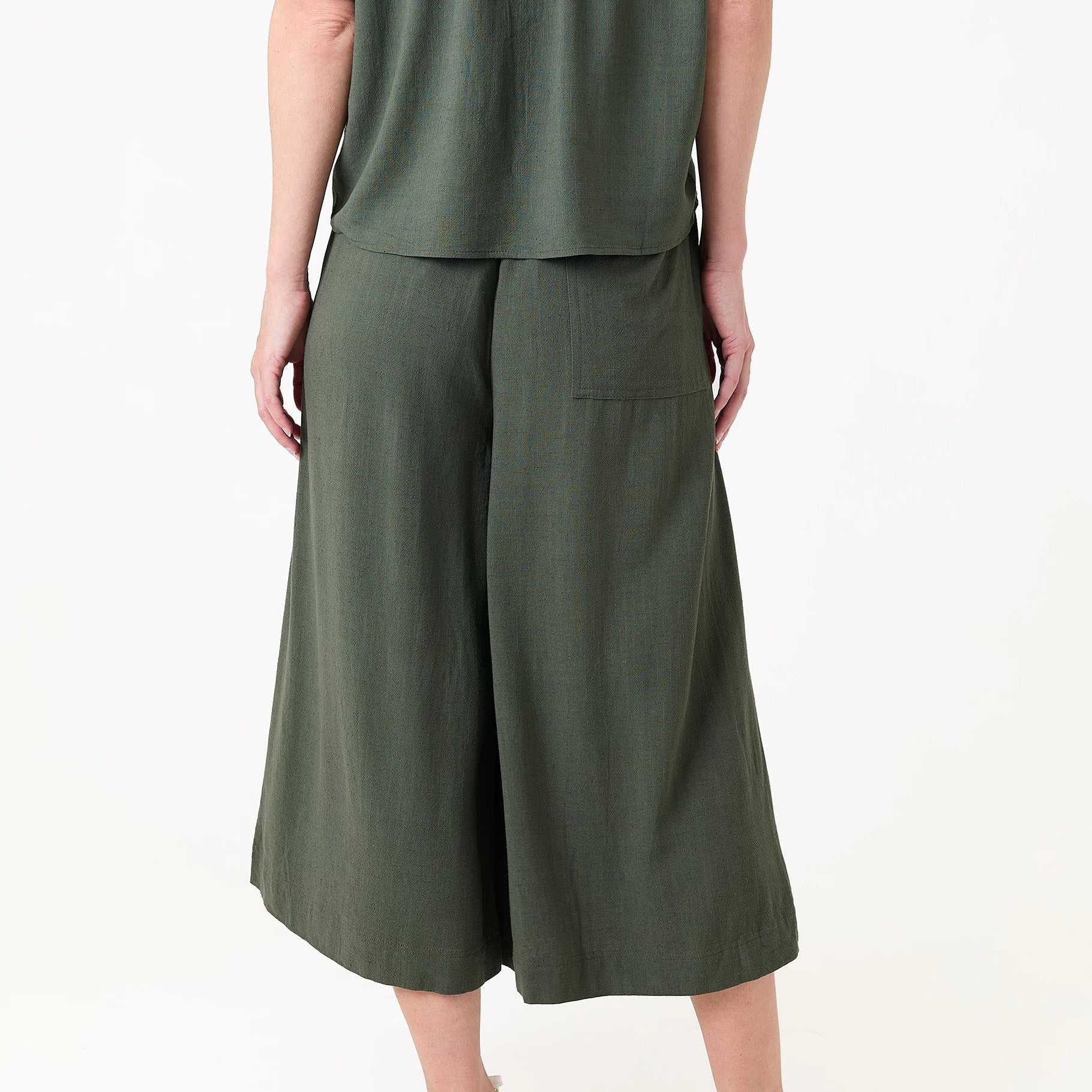 Linen Viscose Elastic Waist Culottes