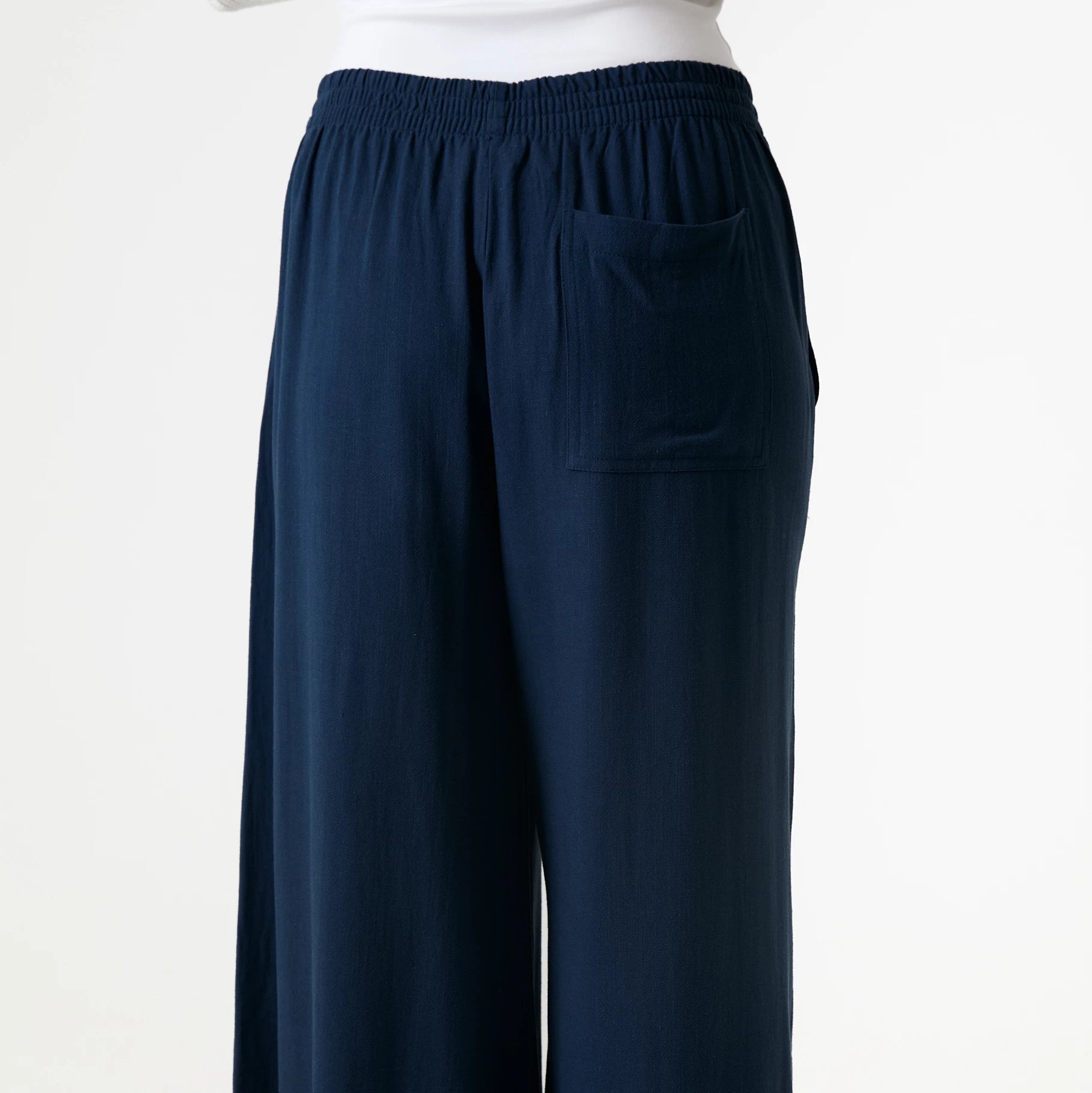 Linen Viscose Elastic Waist Culottes
