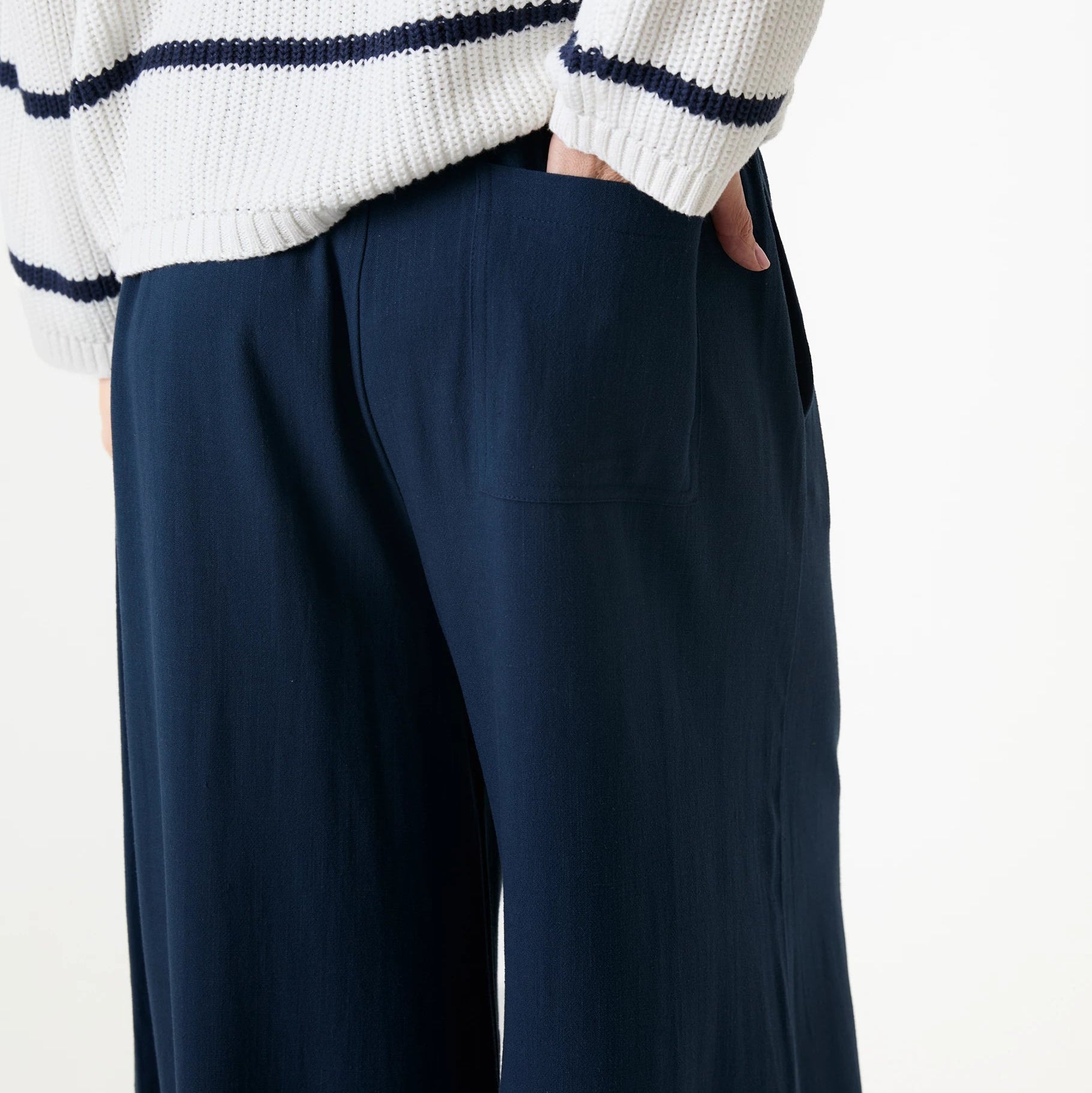 Linen Viscose Elastic Waist Culottes