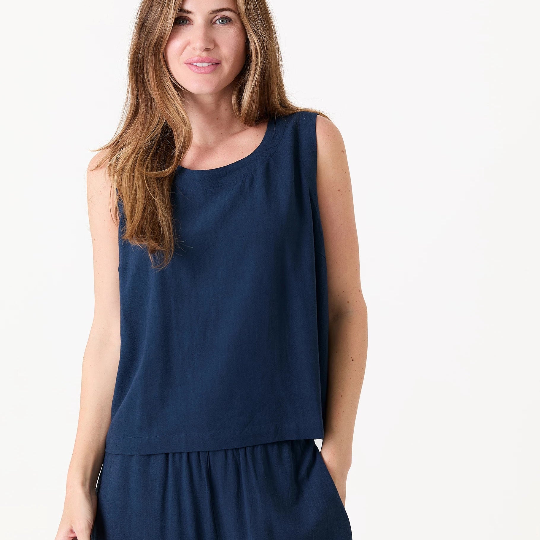 Linen Viscose Button Back Vest