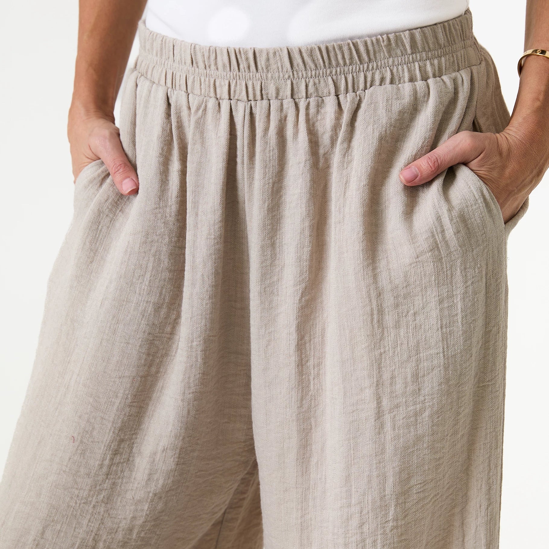 Ripple Elastic Waist Palazzo Pants