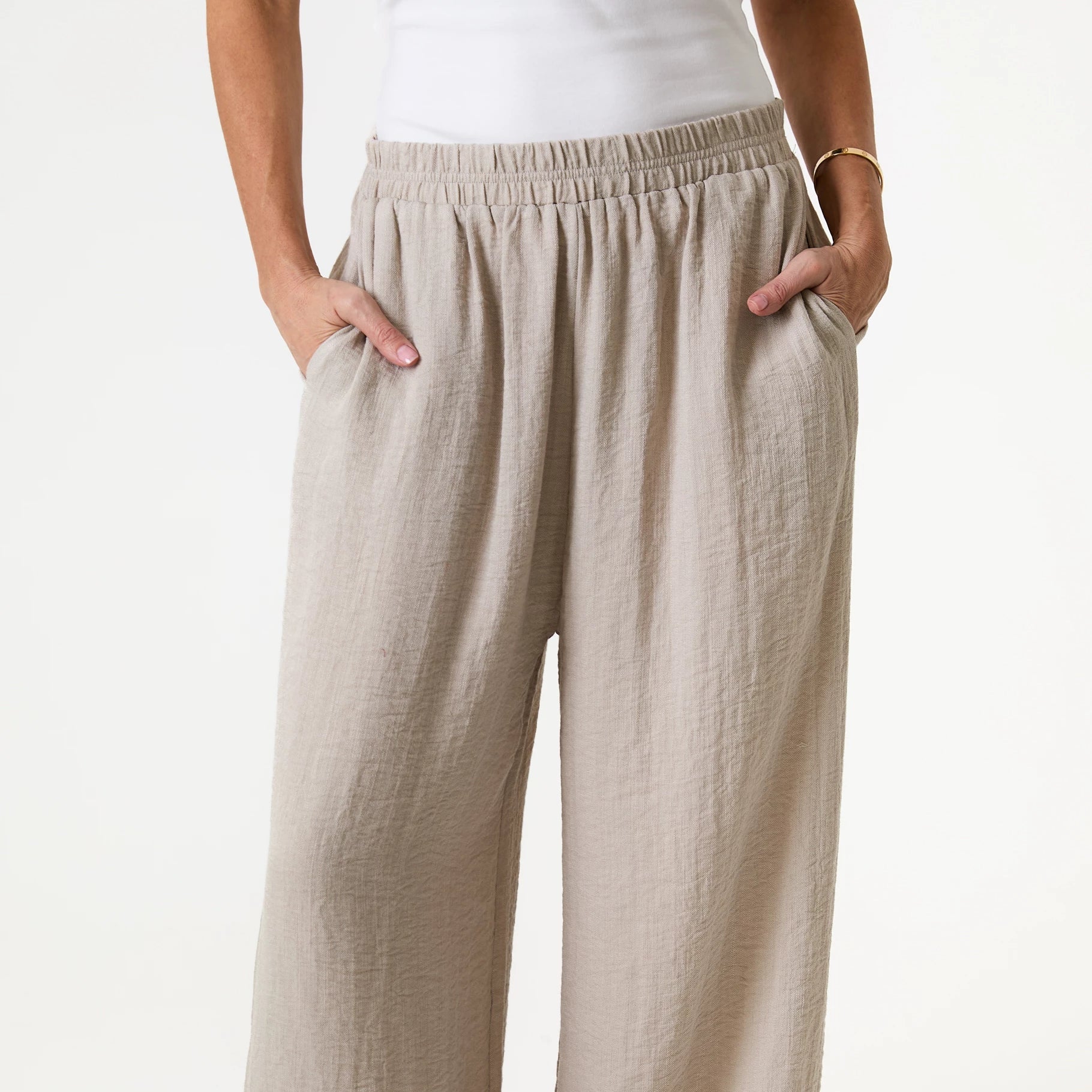 Ripple Elastic Waist Palazzo Pants