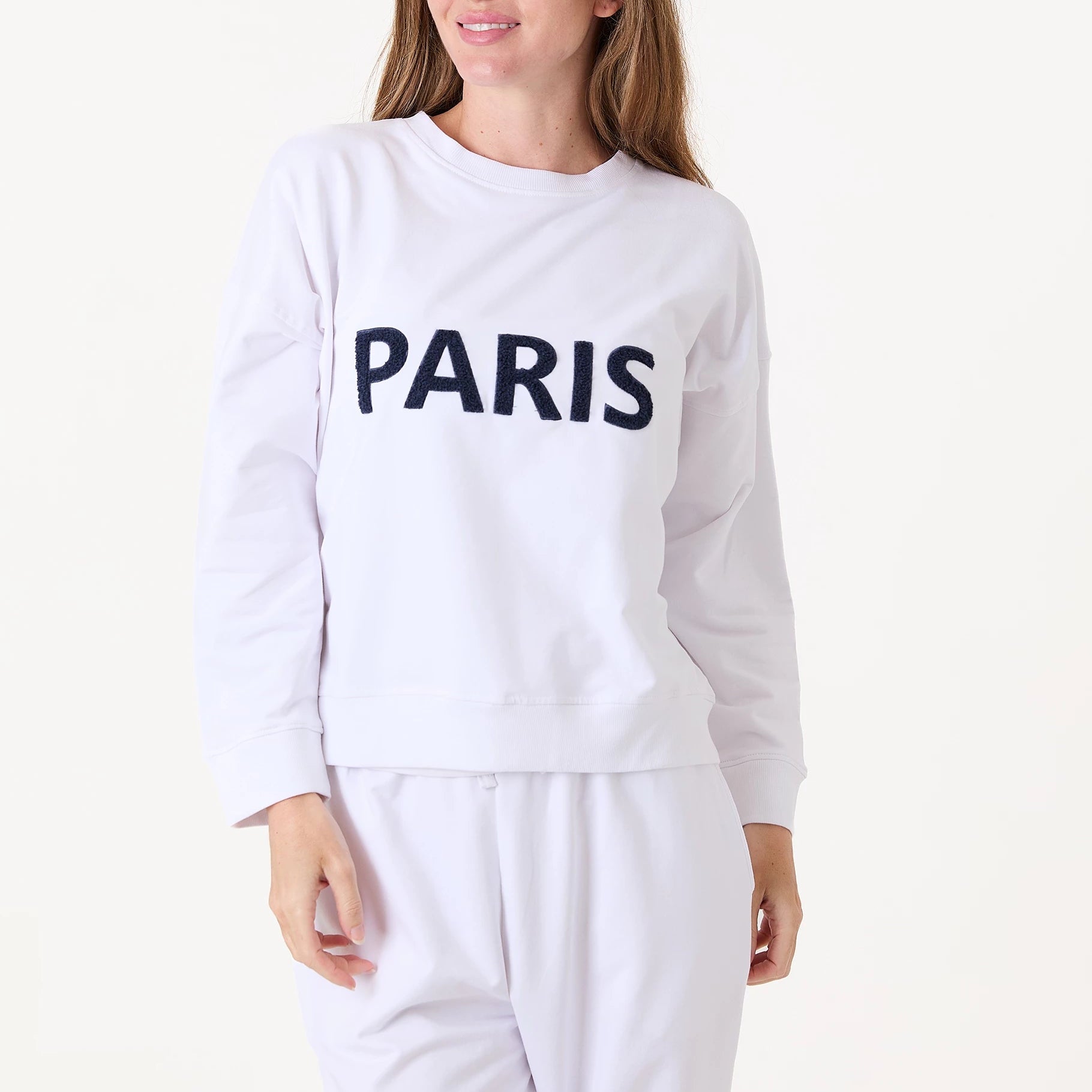 Paris Embroidery Crew Neck Sweatshirt
