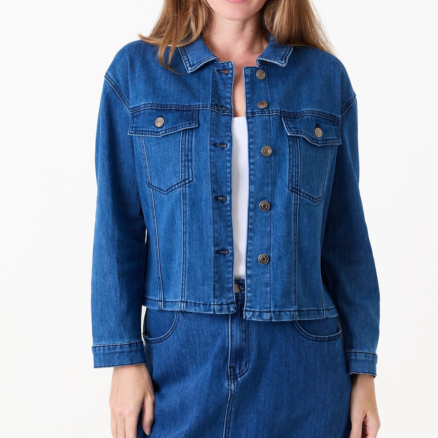 Denim Boxy Collar Jacket