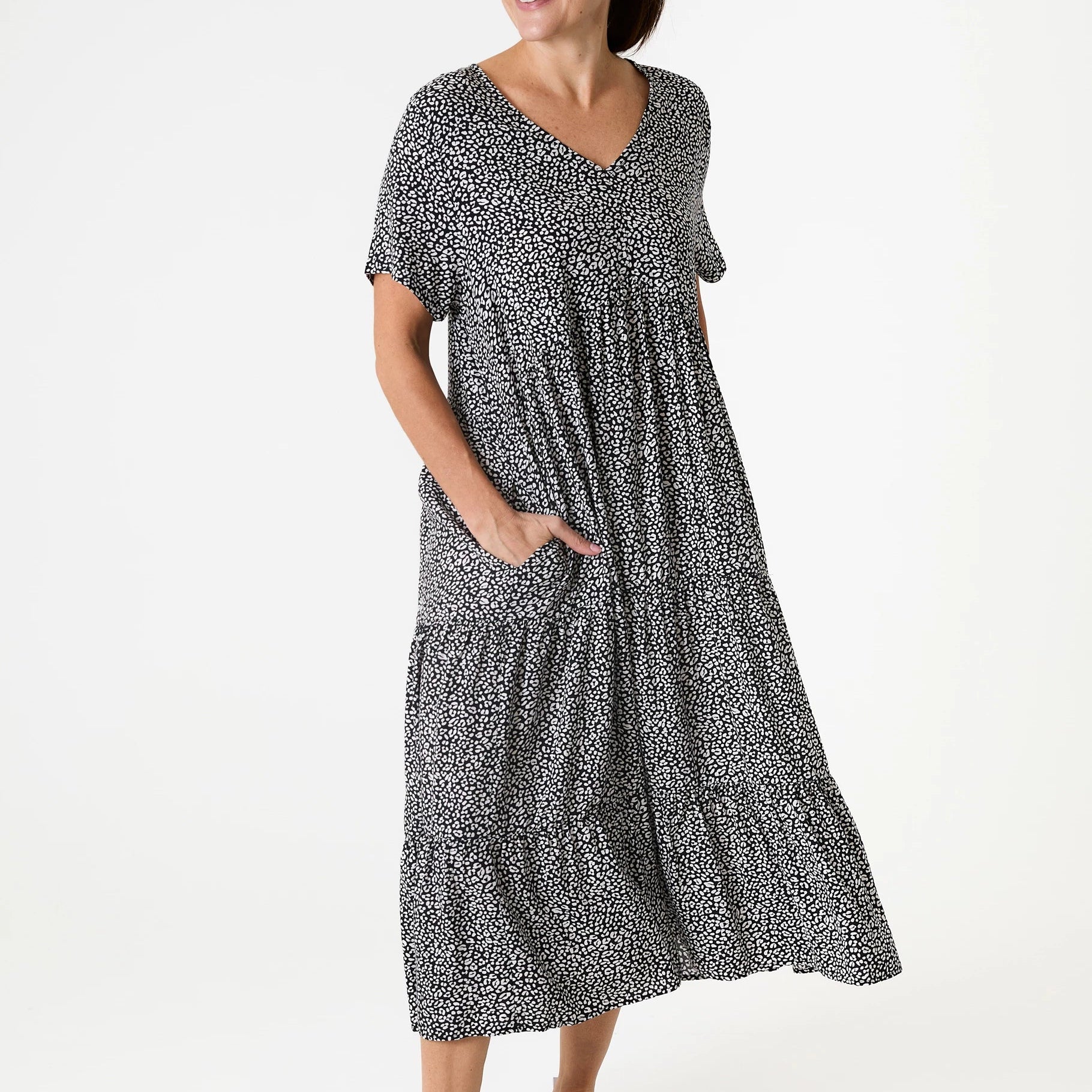 Mini Leopard Print Tiered Dress