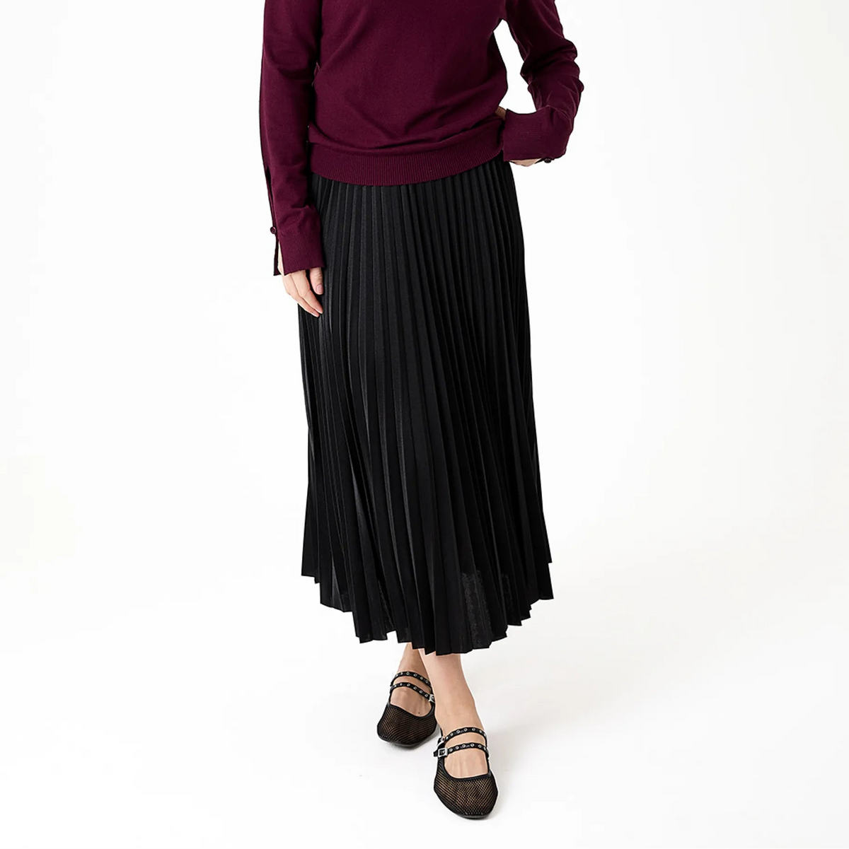 Pleated Sparkle Midi Skirt