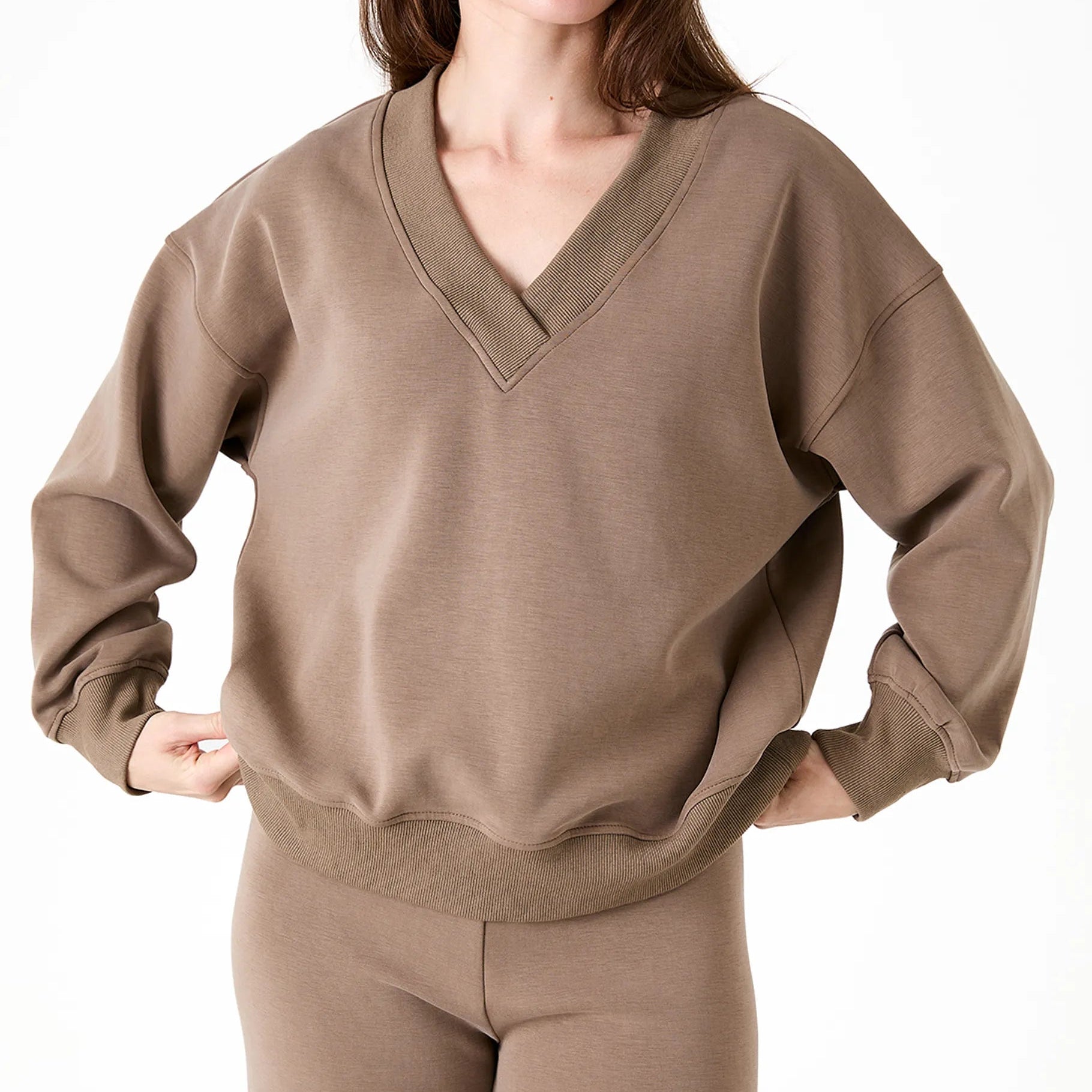 Luxe Jersey V Neck Sweatshirt