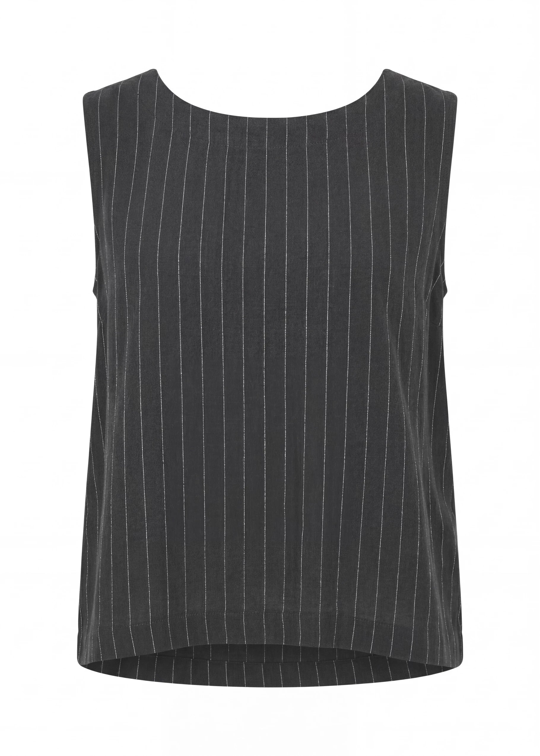 Linen Stripe Button Back Vest