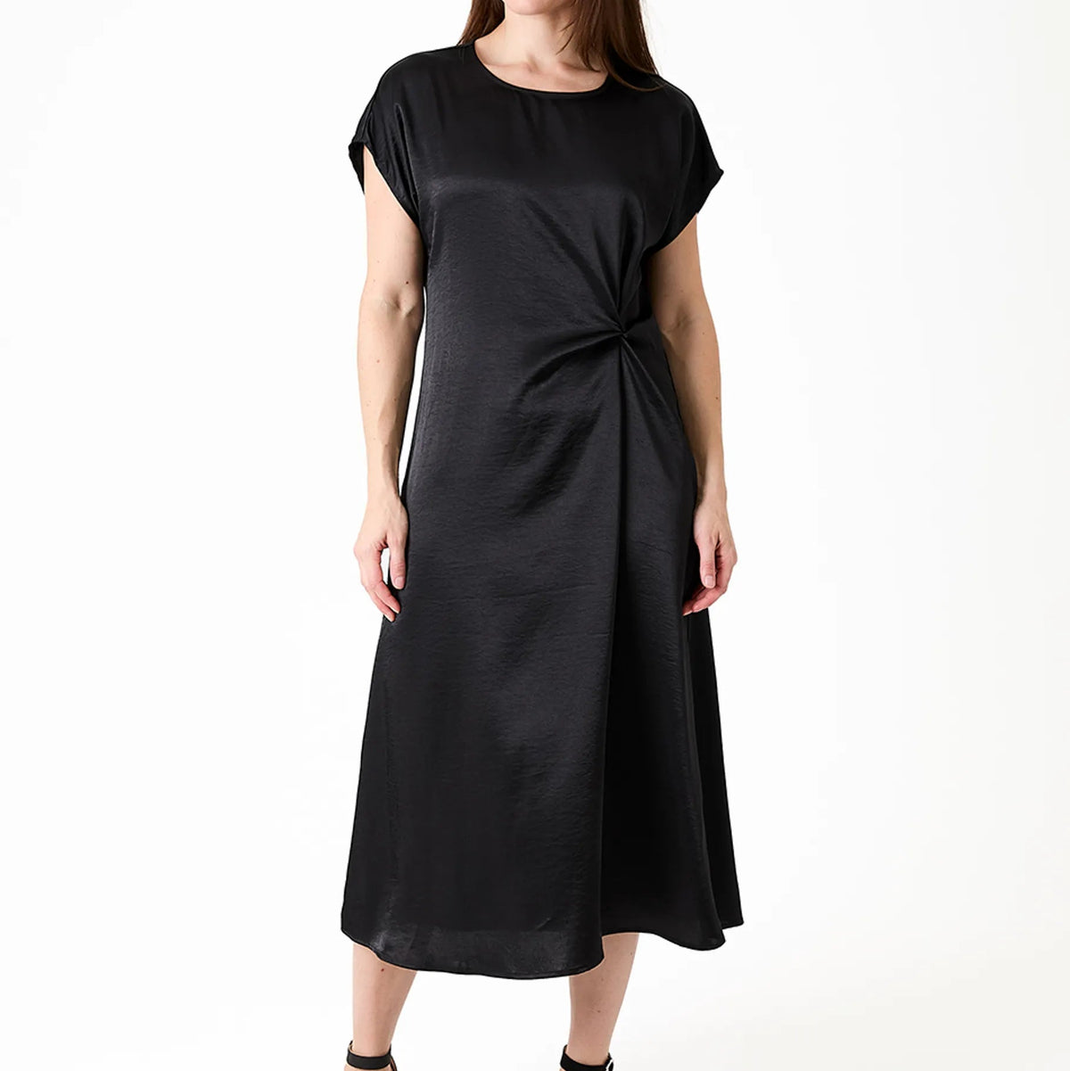 Textured Satin Twist Front Dress