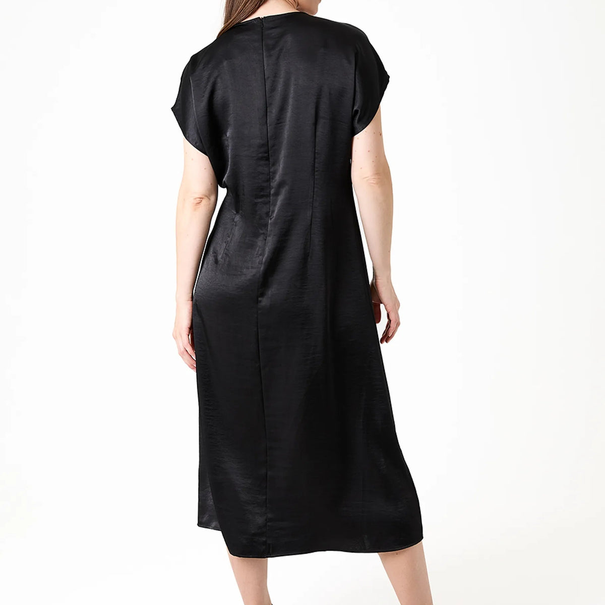 Textured Satin Twist Front Dress