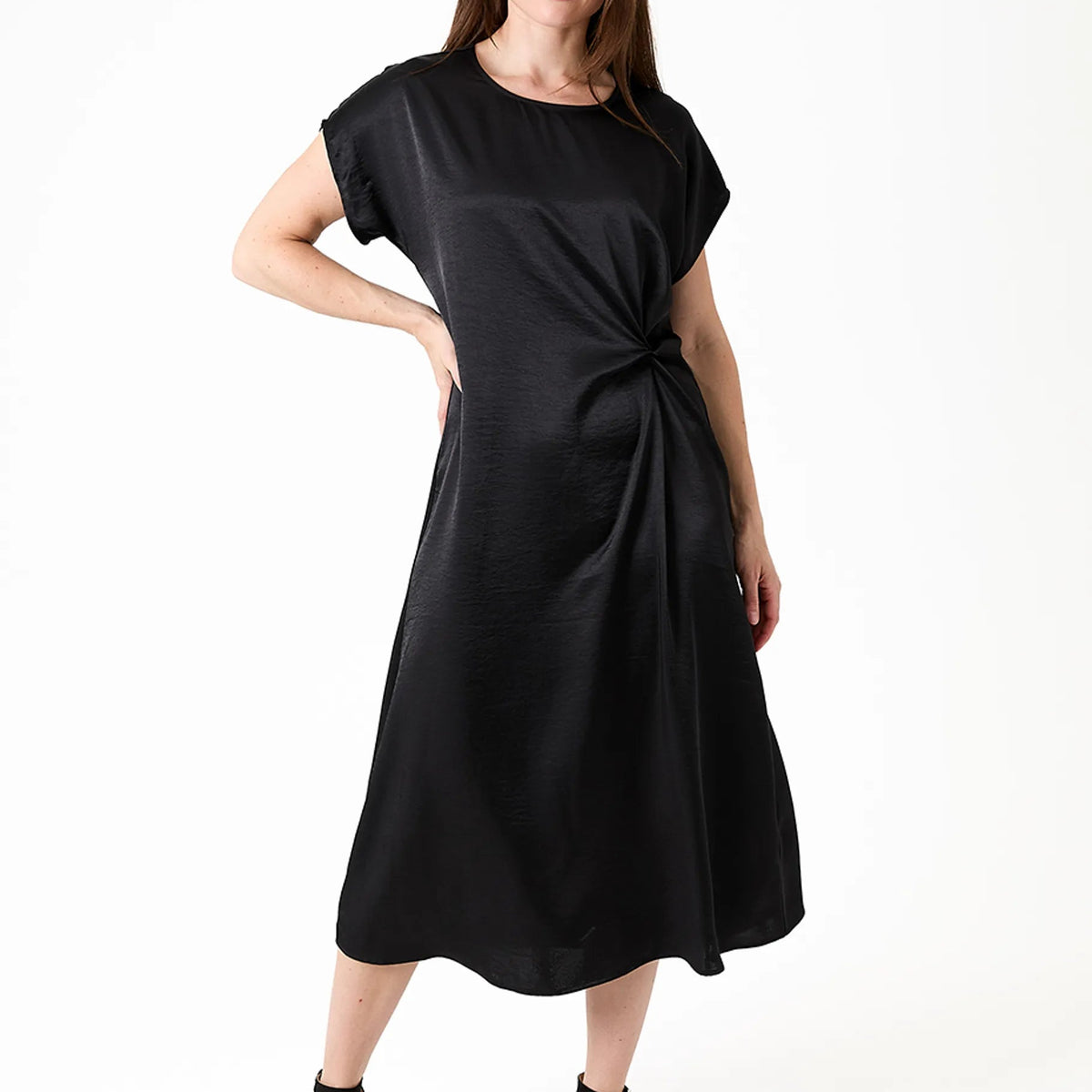 Textured Satin Twist Front Dress